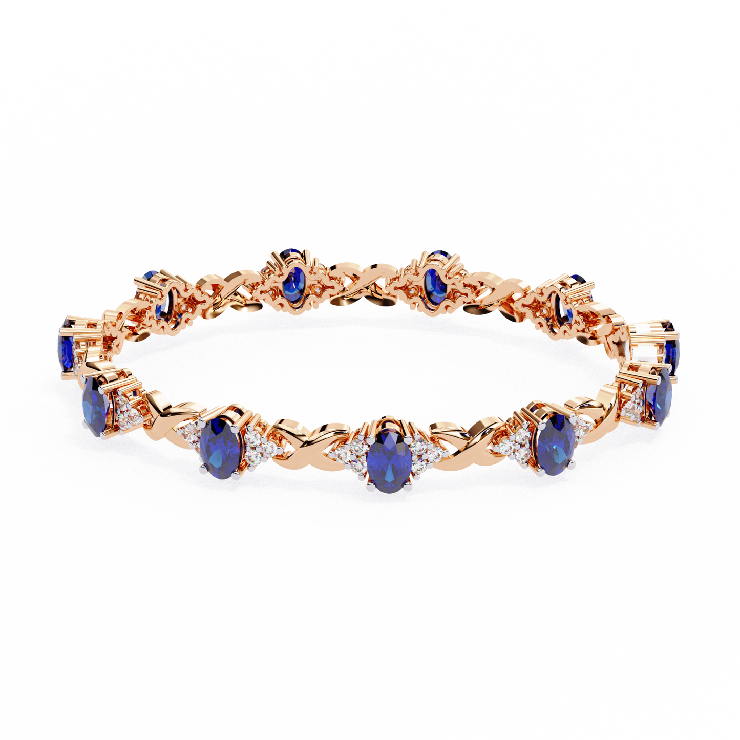 azure embrace lab grown diamond & sapphire bangle