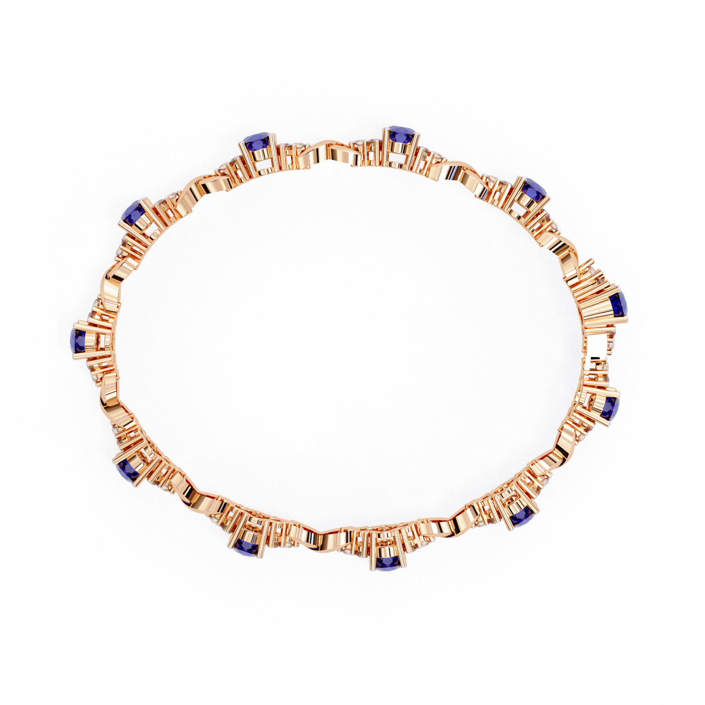 azure embrace lab grown diamond & sapphire bangle