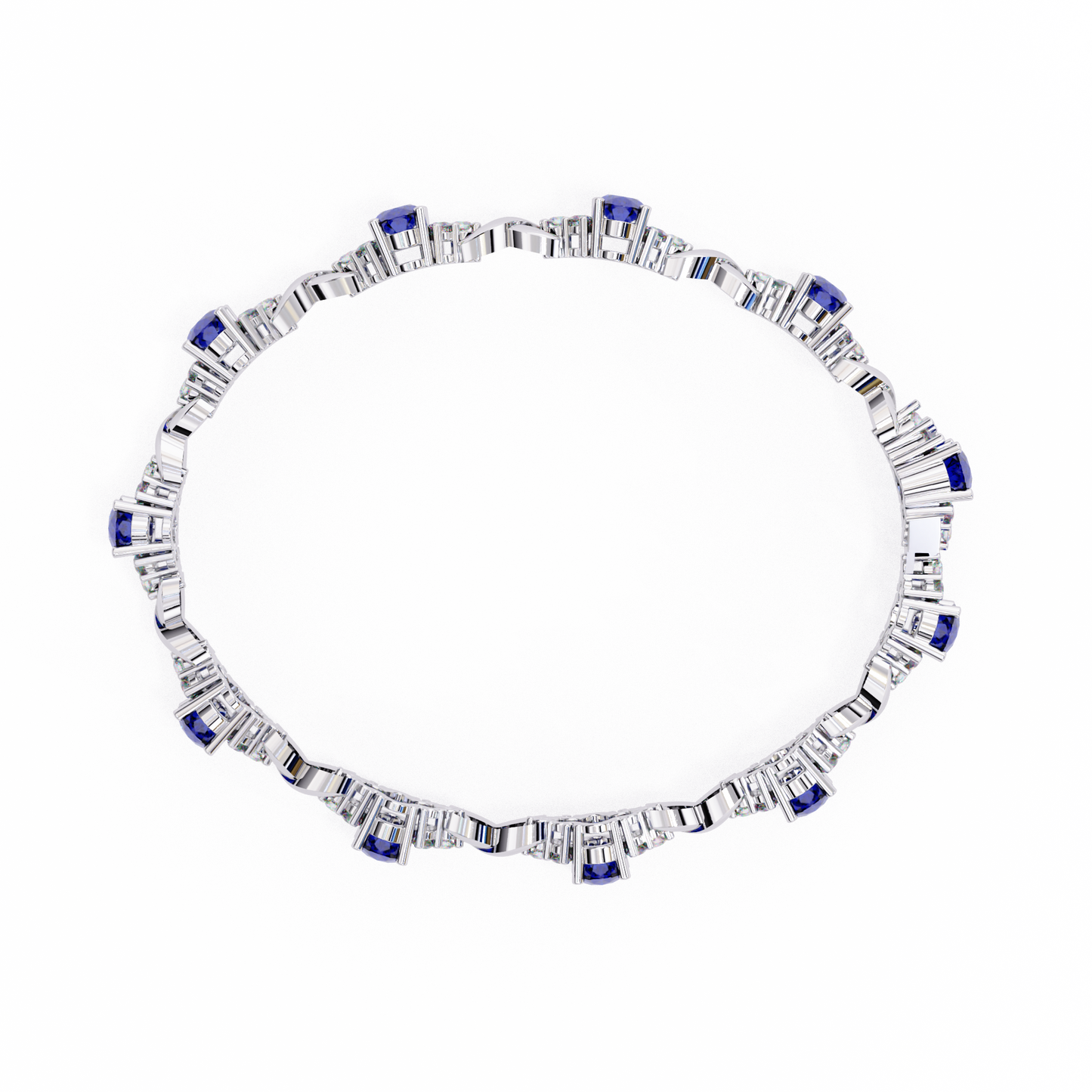 azure embrace lab grown diamond & sapphire bangle