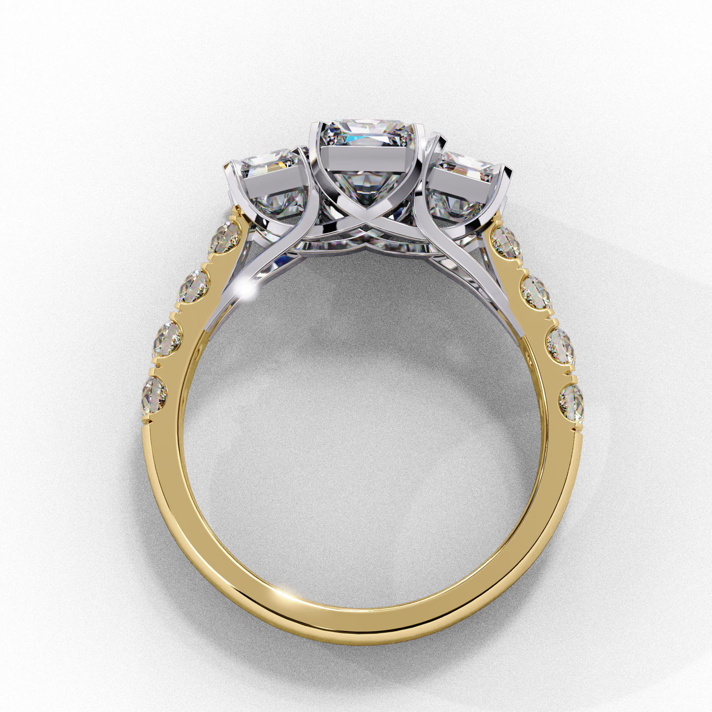 graceful trio lab grown diamond ring