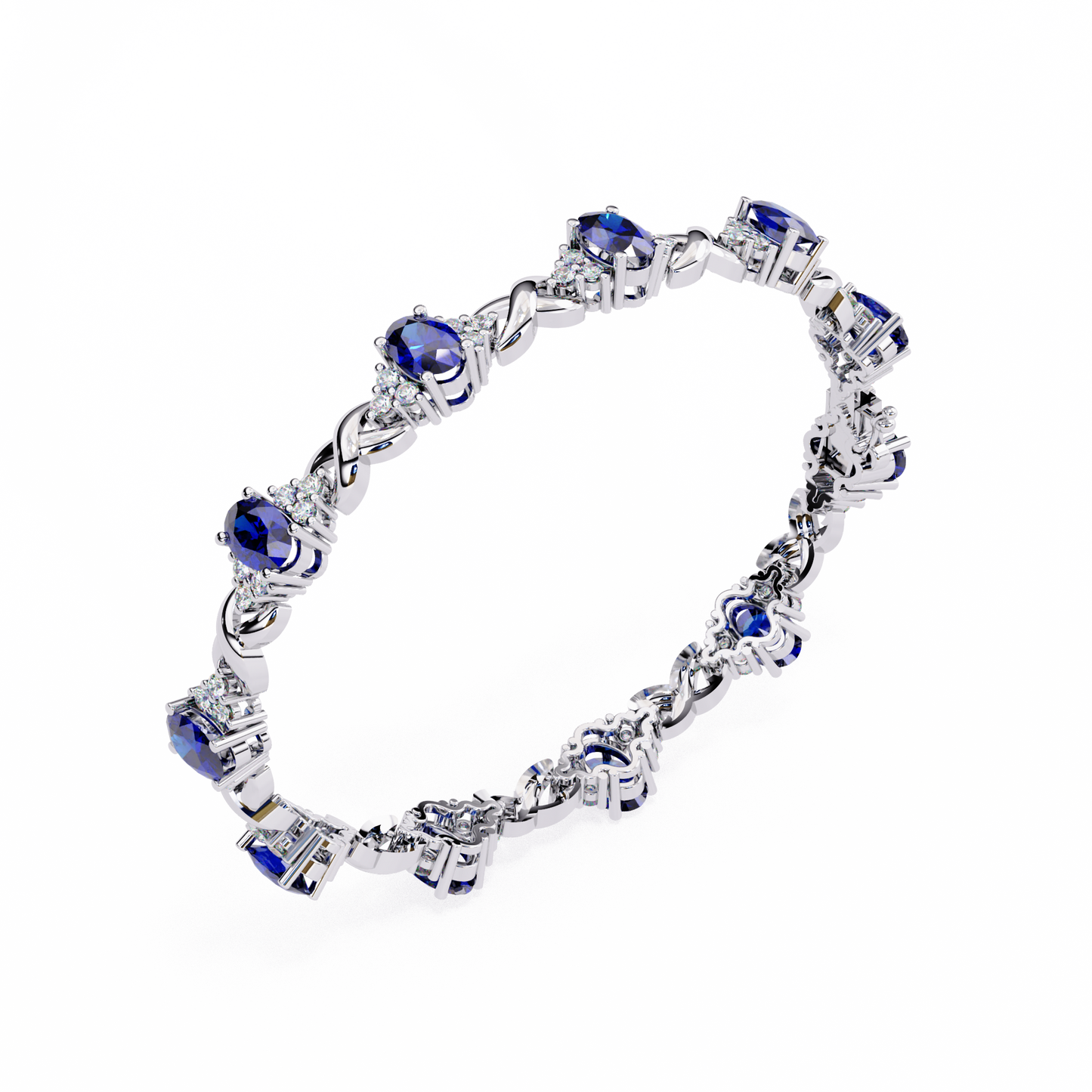 azure embrace lab grown diamond & sapphire bangle