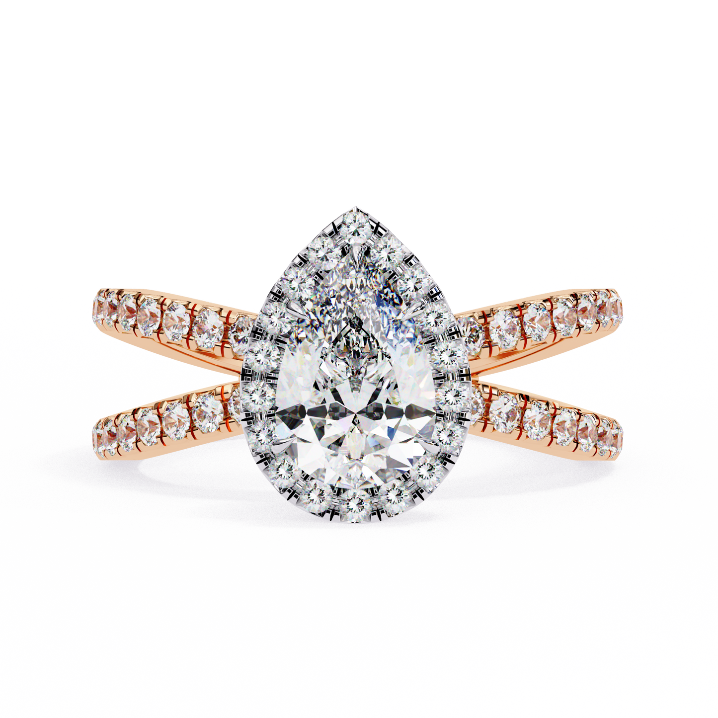 elodie lab grown diamond pear halo embrace ring