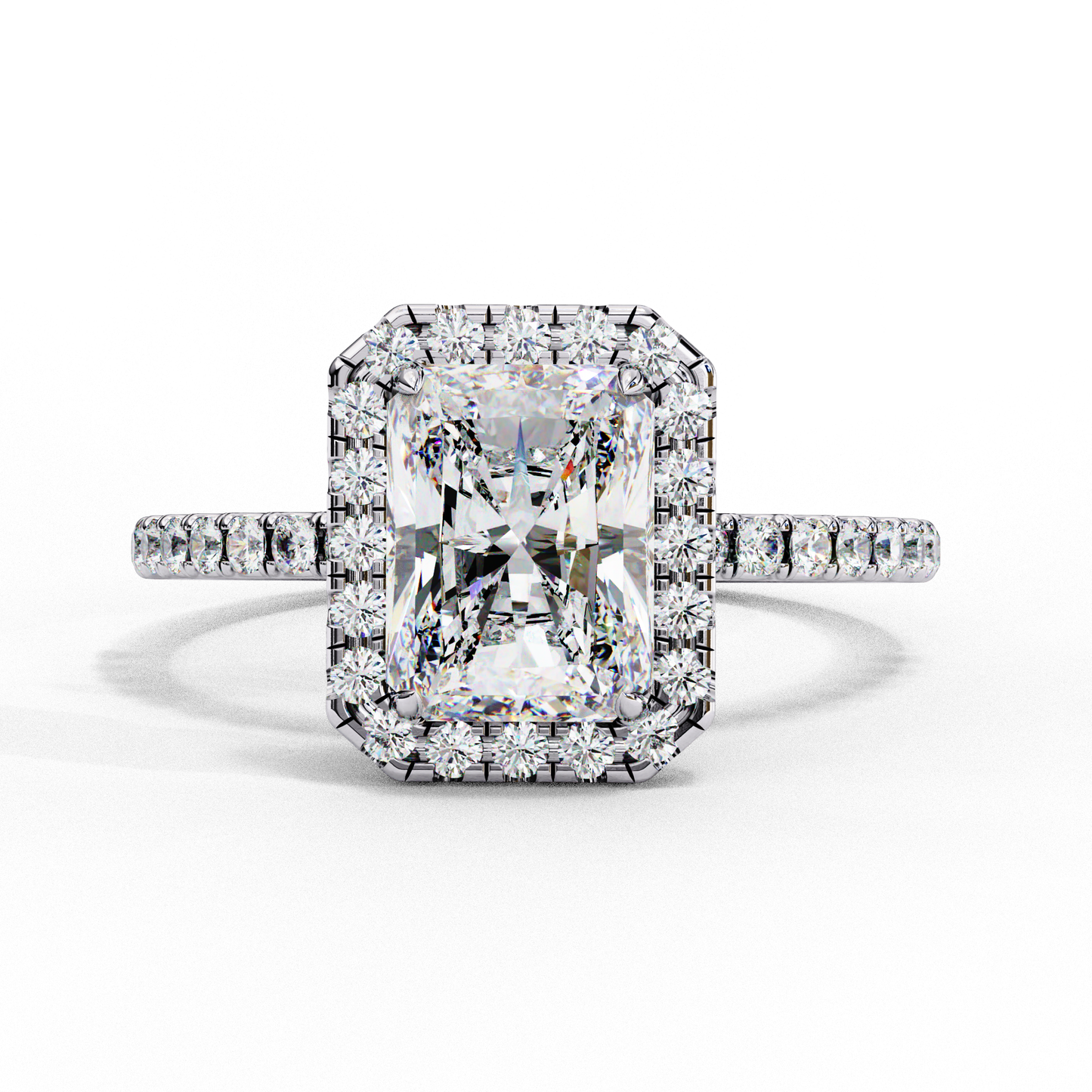 emerald halo lab grown diamond ring