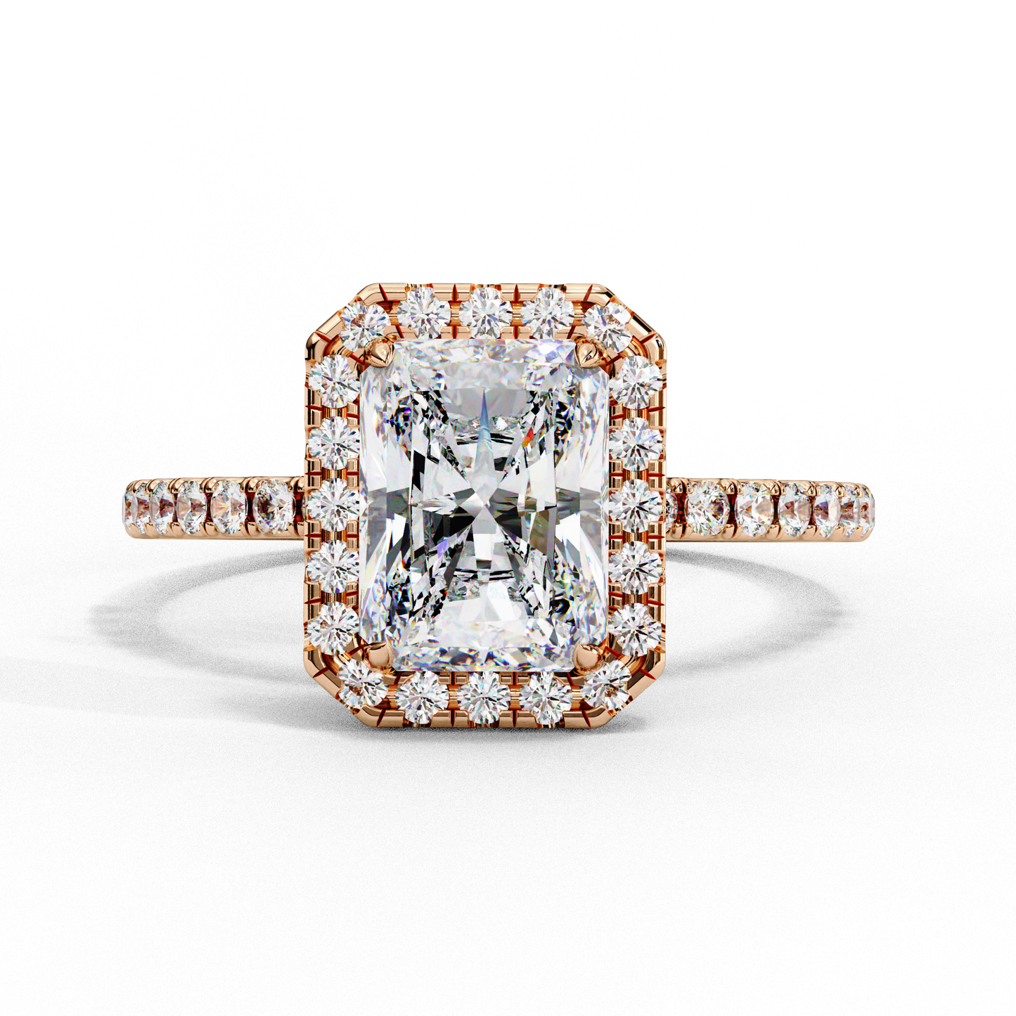 emerald halo lab grown diamond ring