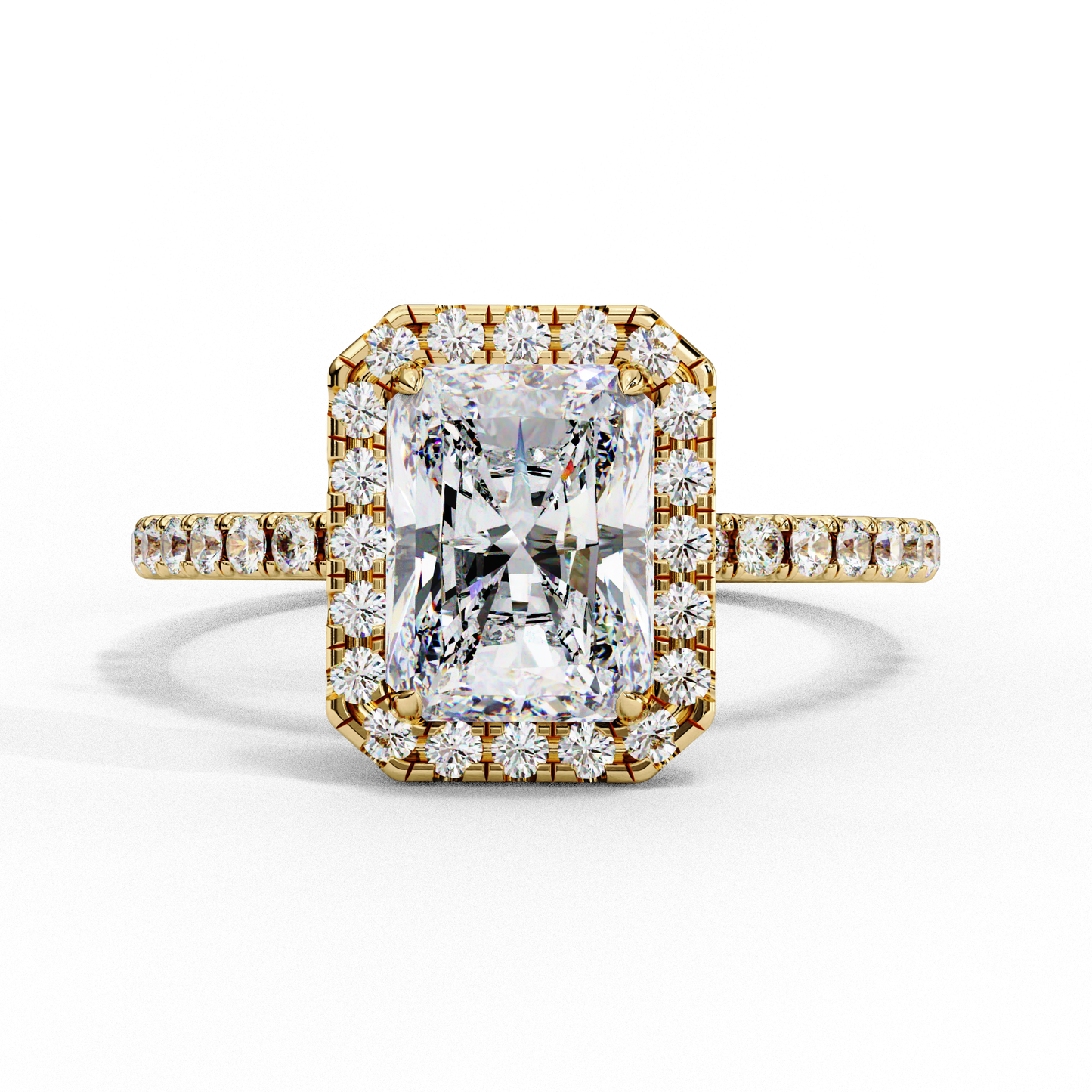 emerald halo lab grown diamond ring