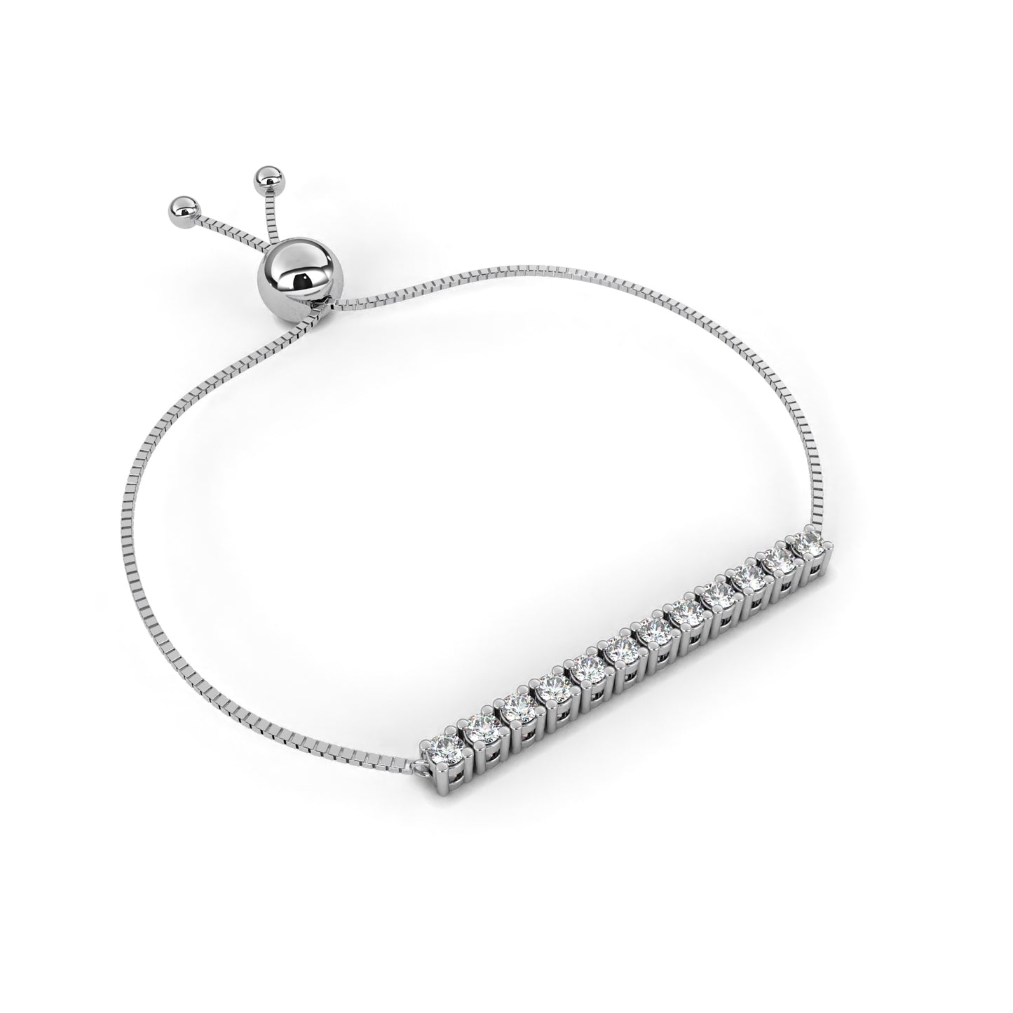 radiant row adjustable lab grown diamond bracelet
