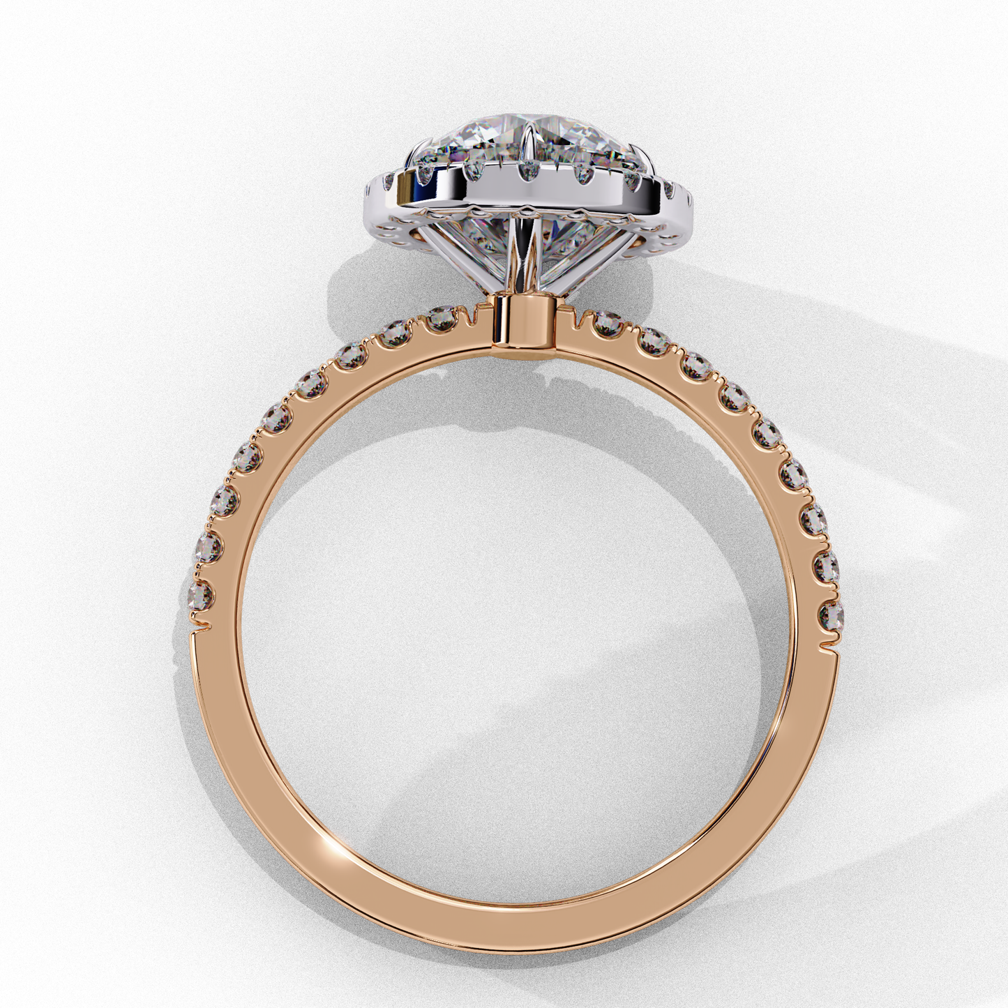 lab grown diamond radiant halo gold ring