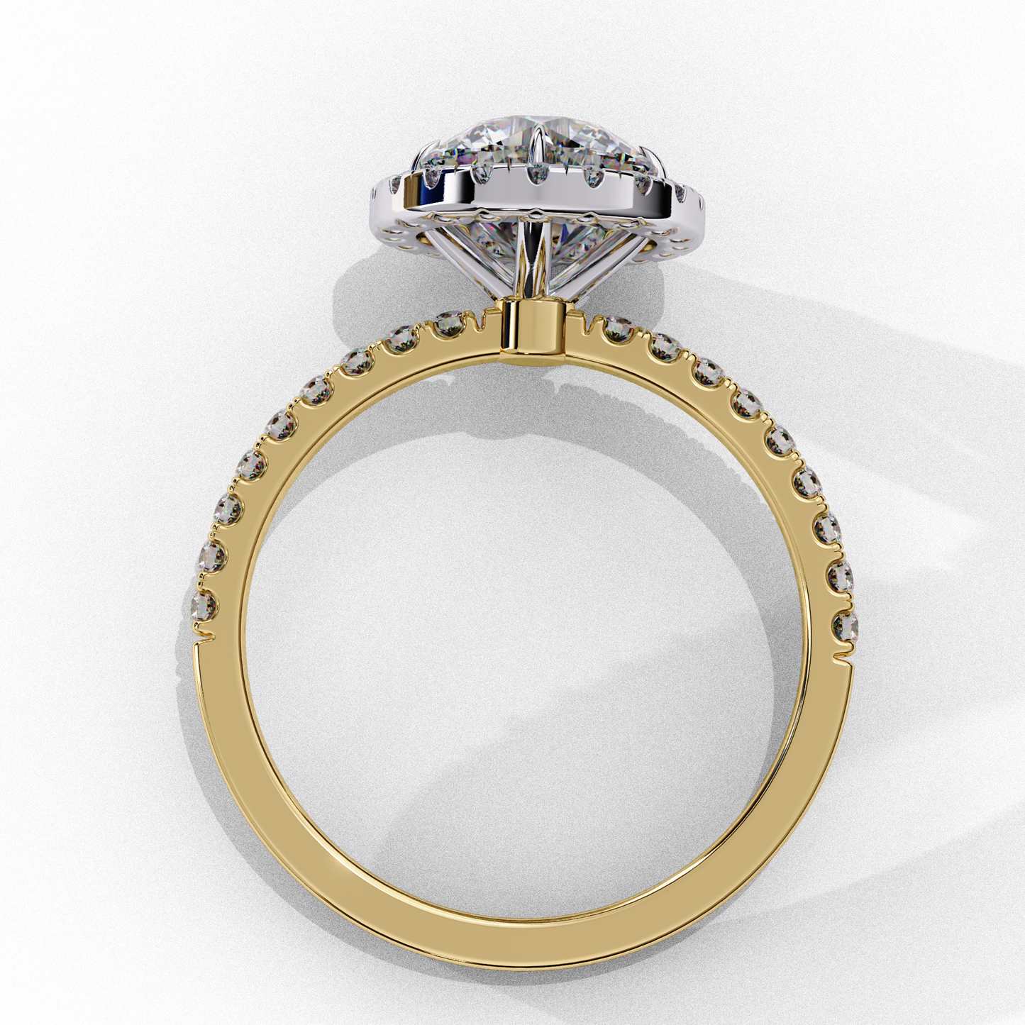 lab grown diamond radiant halo gold ring