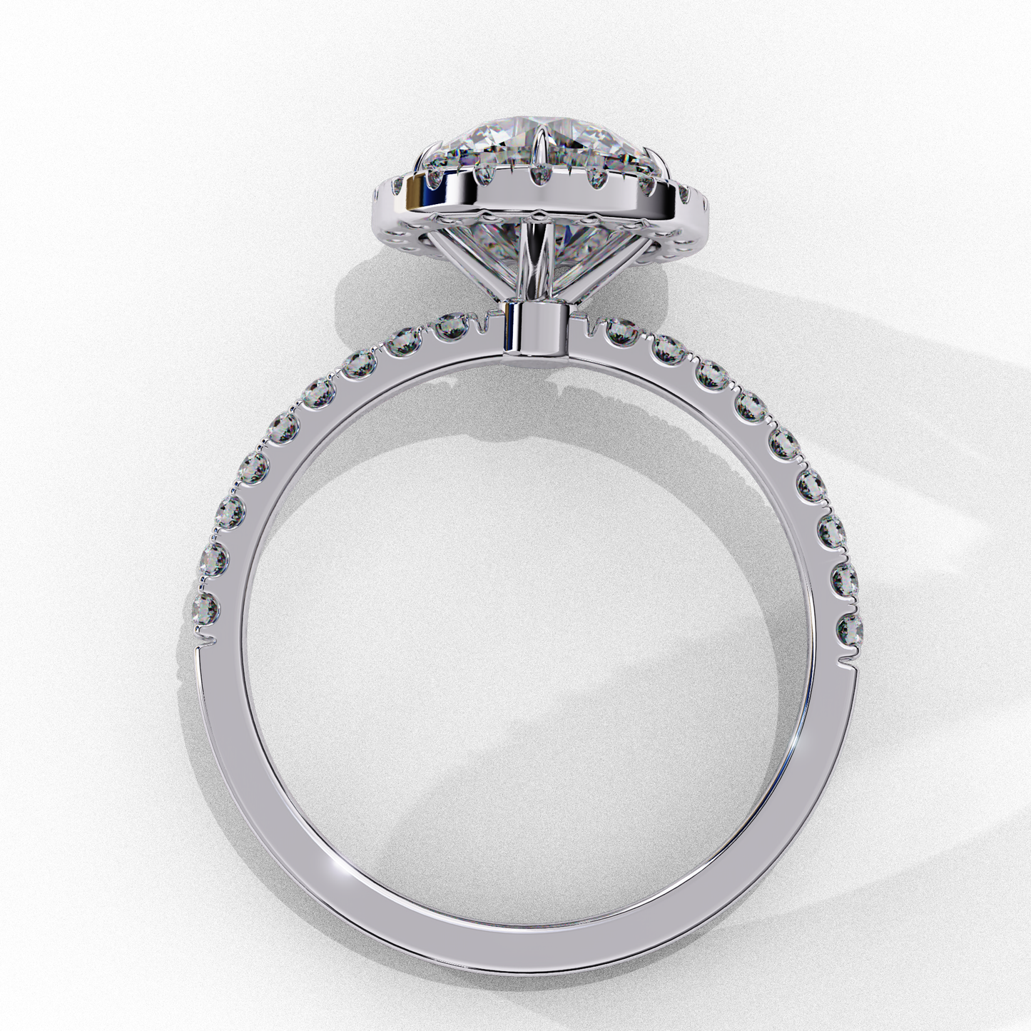 lab grown diamond radiant halo gold ring