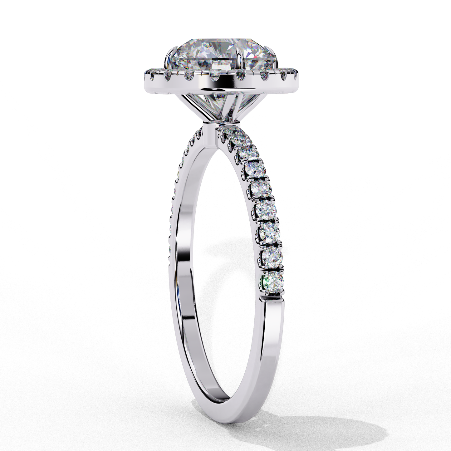 lab grown diamond radiant halo gold ring