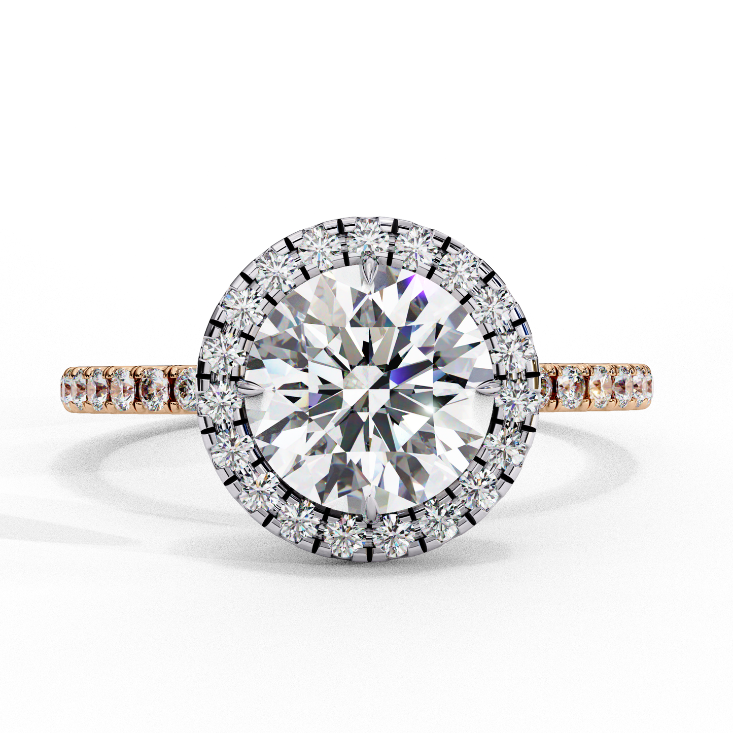 lab grown diamond radiant halo gold ring