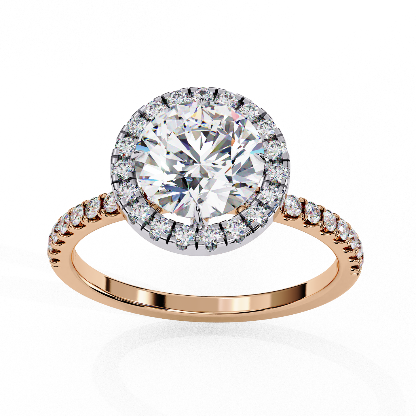 lab grown diamond radiant halo gold ring