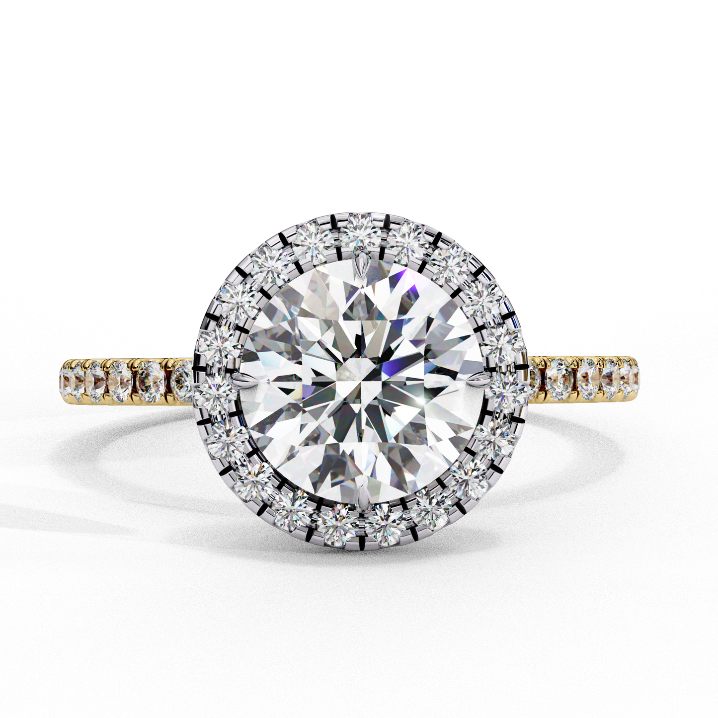 lab grown diamond radiant halo gold ring