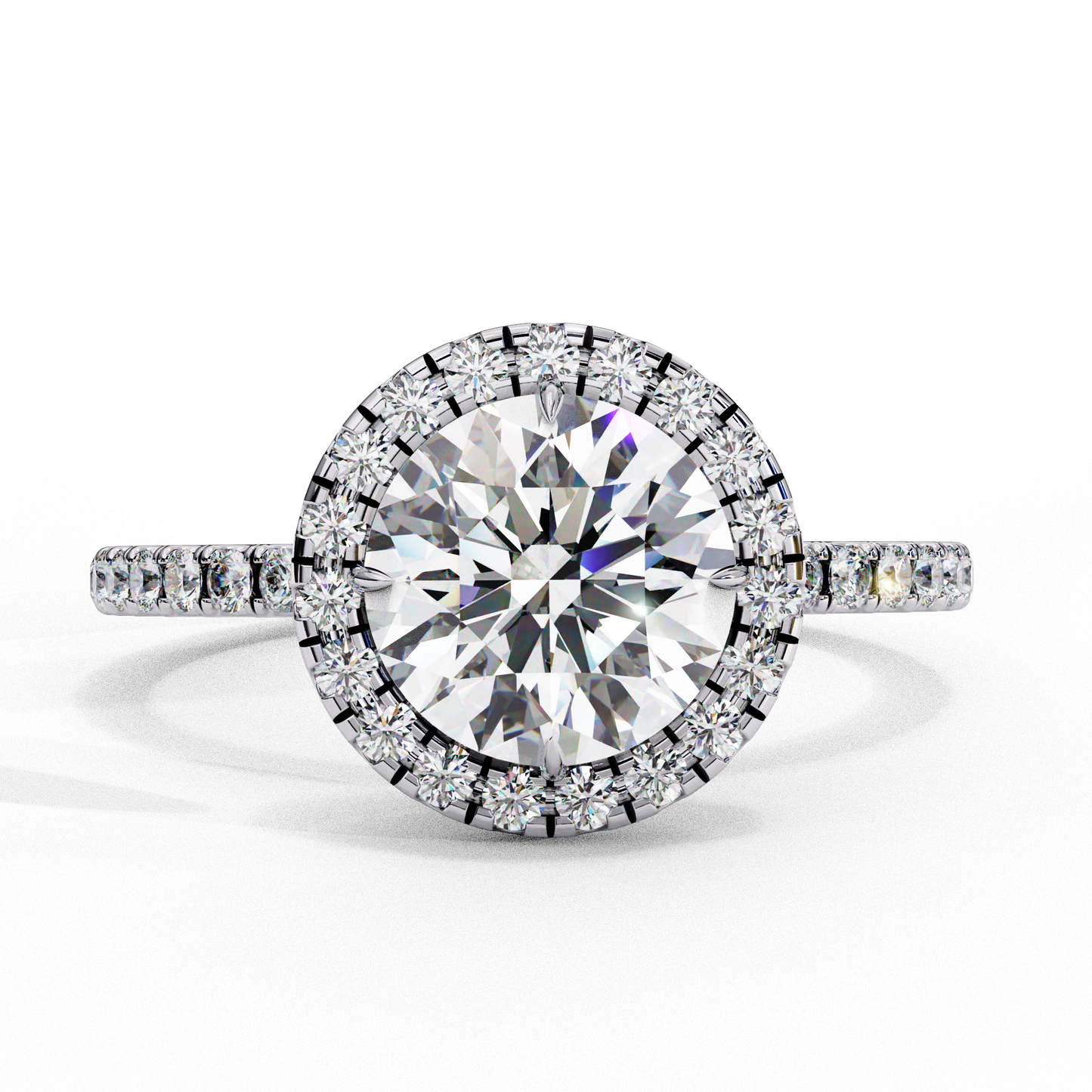 lab grown diamond radiant halo gold ring