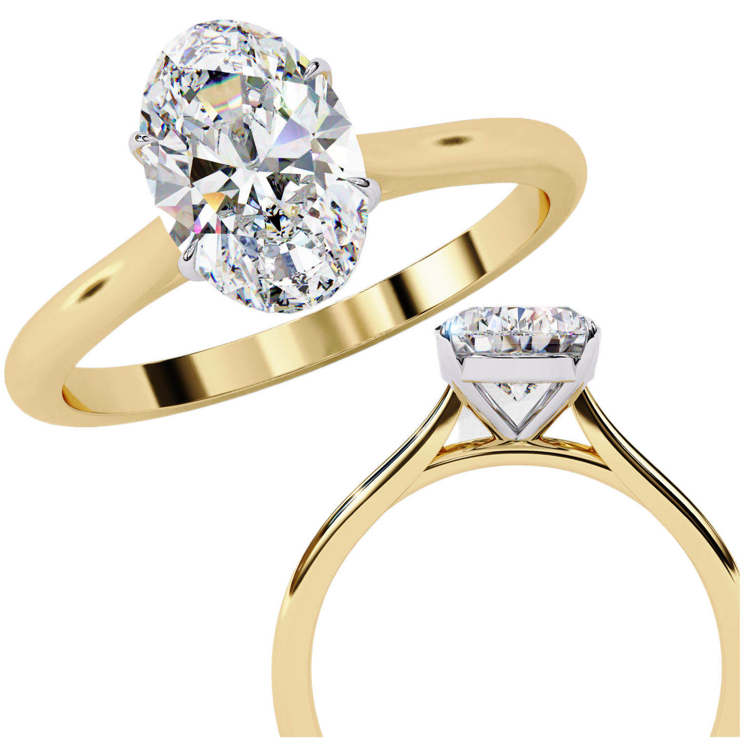 oval shape lab grown diamond solitaire ring