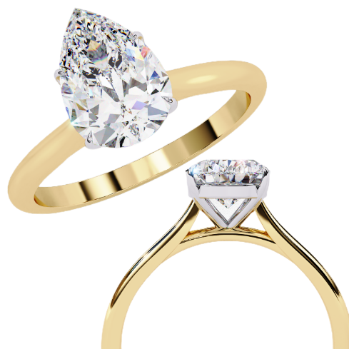 pear cut lab grown diamond ring