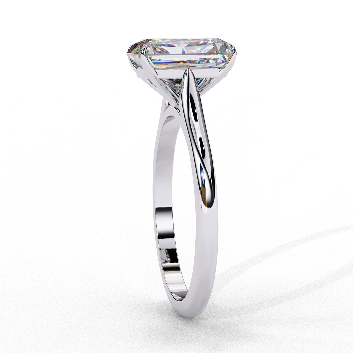 radiant shape lab grown diamond solitaire ring