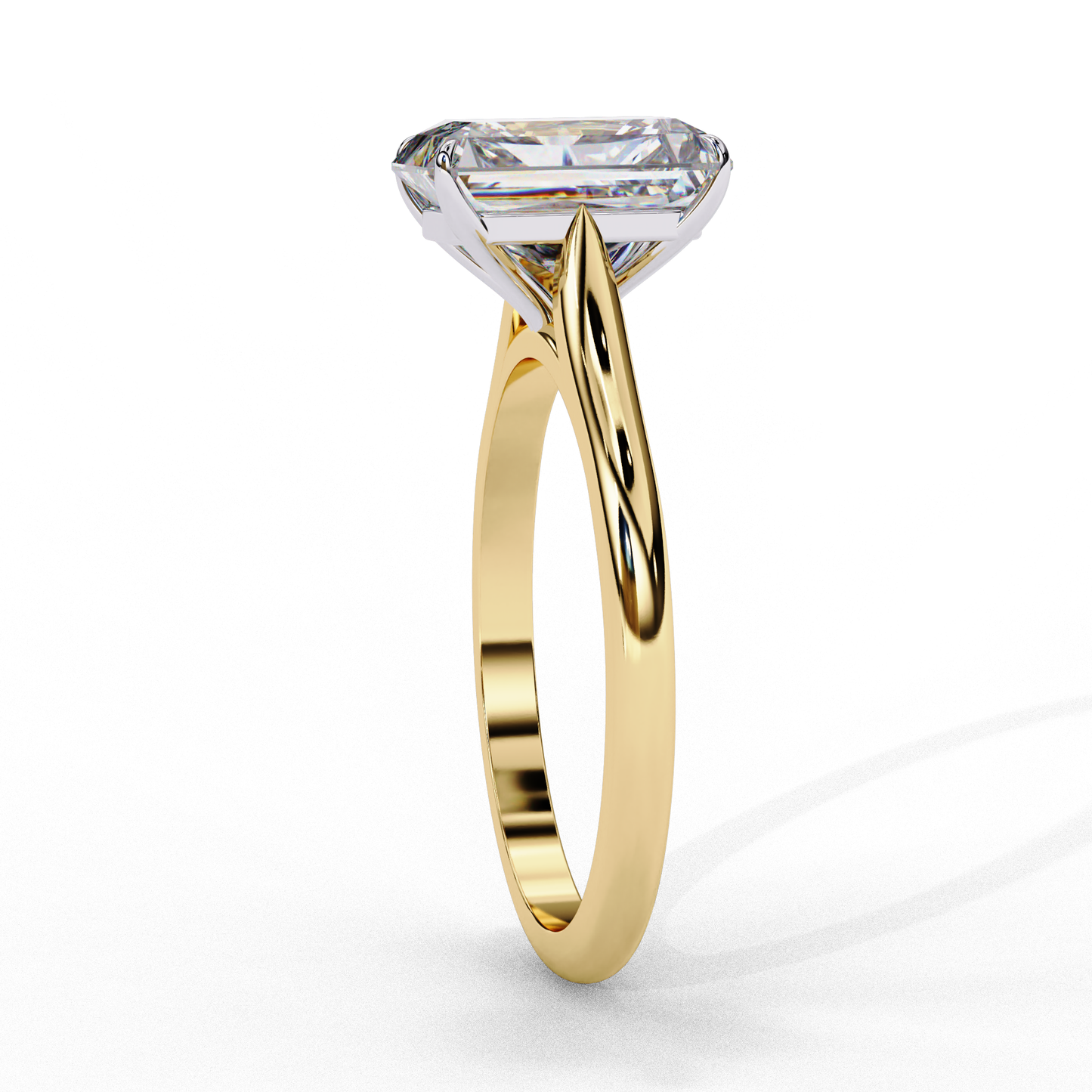 radiant shape lab grown diamond solitaire ring