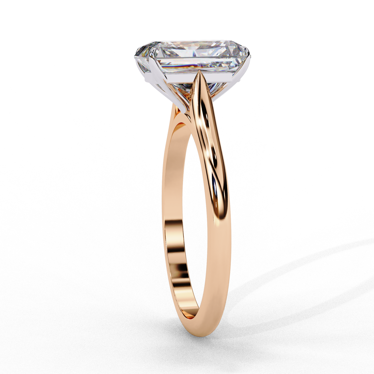 radiant shape lab grown diamond solitaire ring