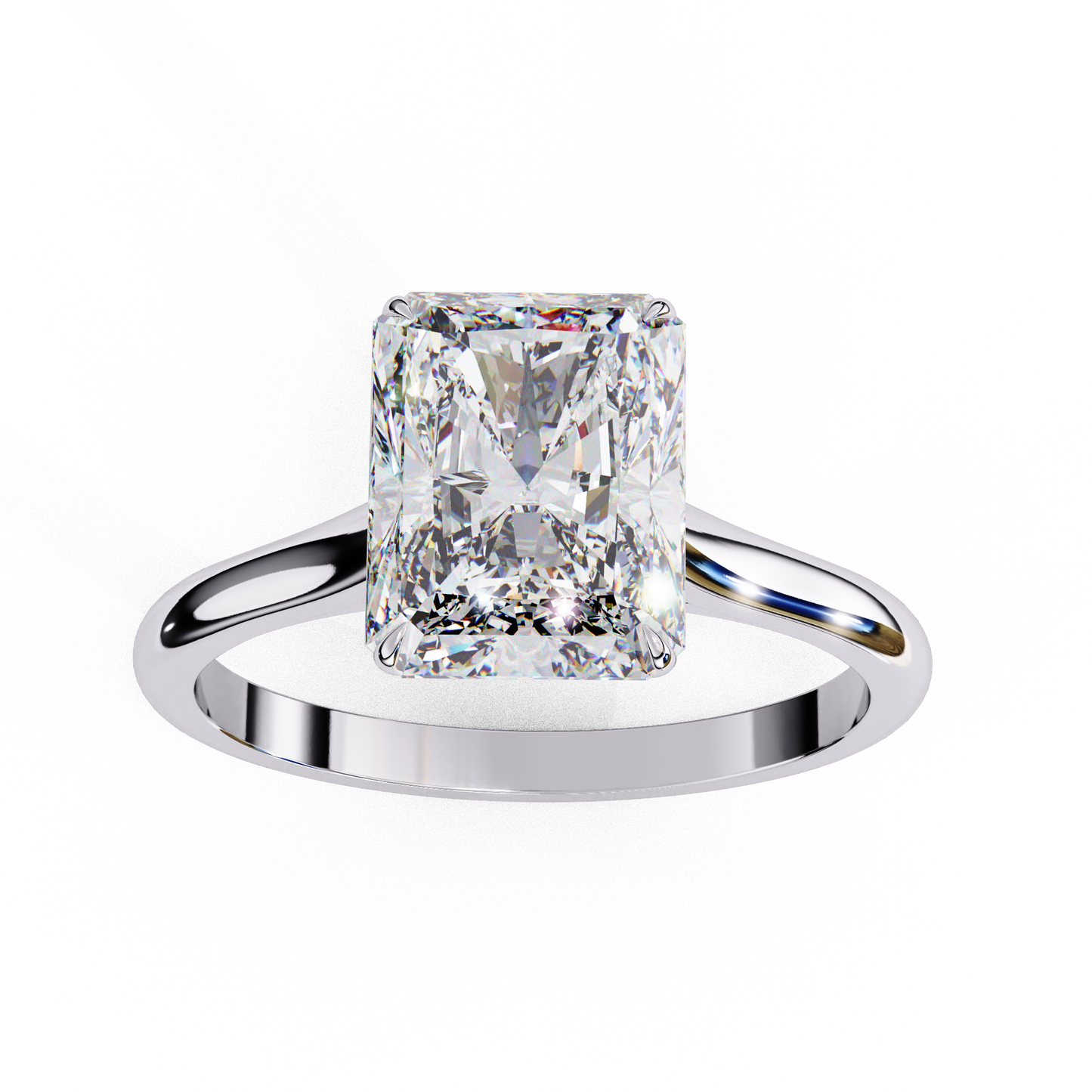 radiant shape lab grown diamond solitaire ring
