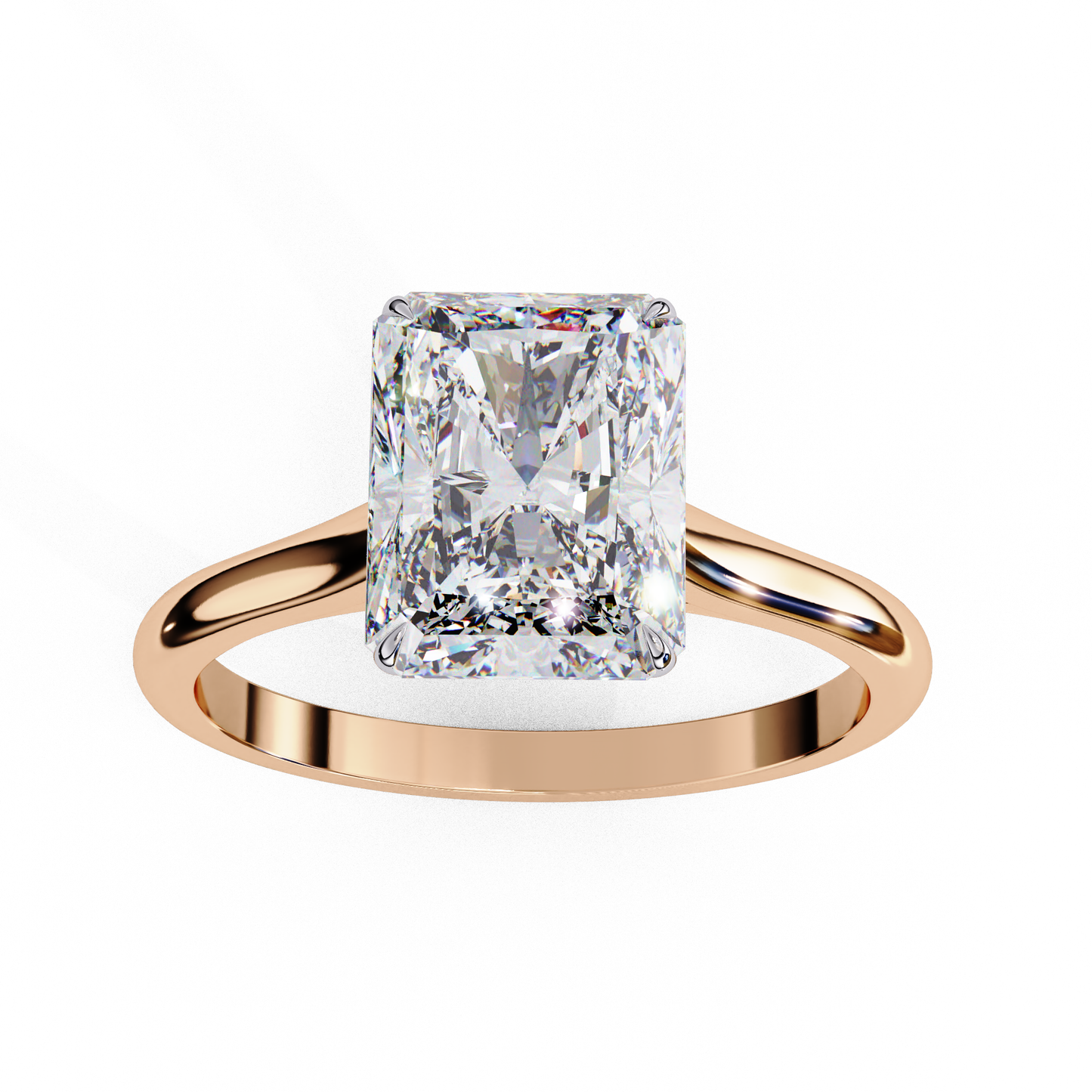 radiant shape lab grown diamond solitaire ring