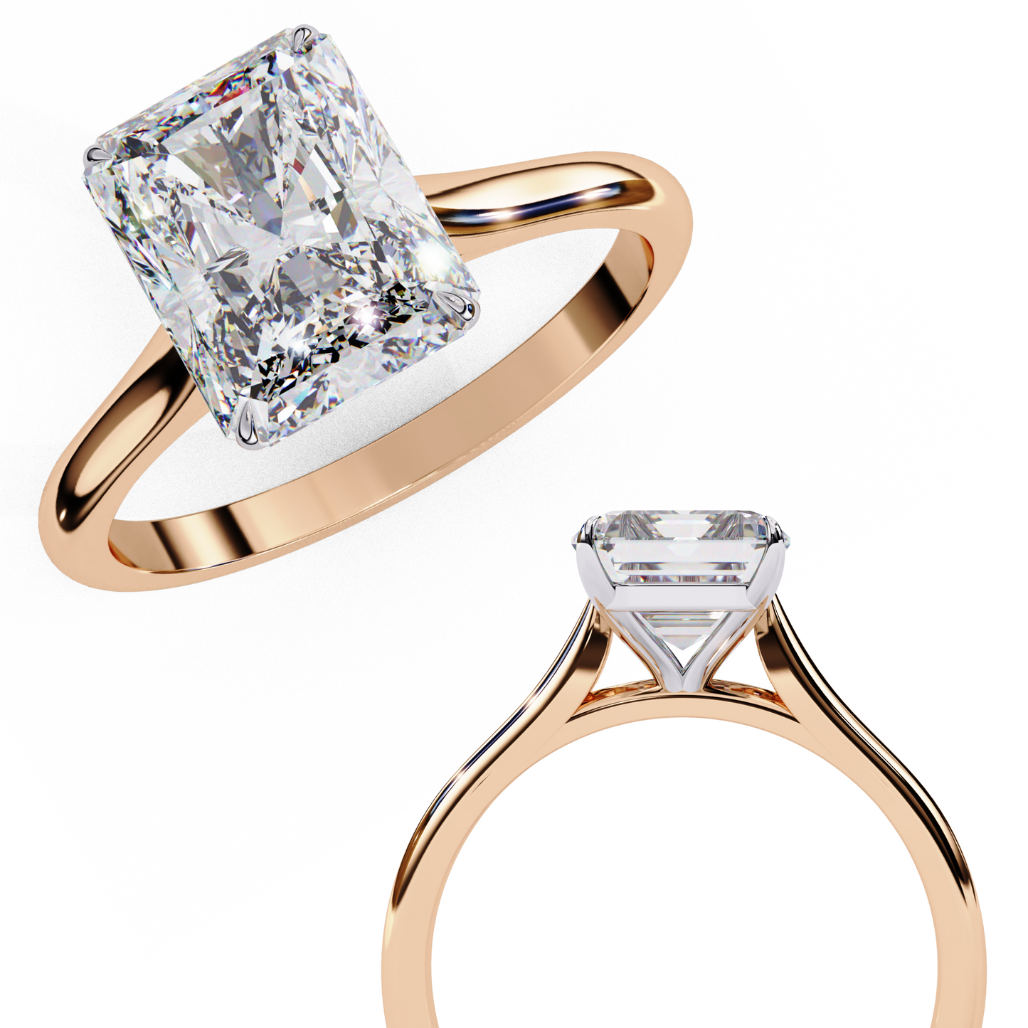 radiant shape lab grown diamond solitaire ring