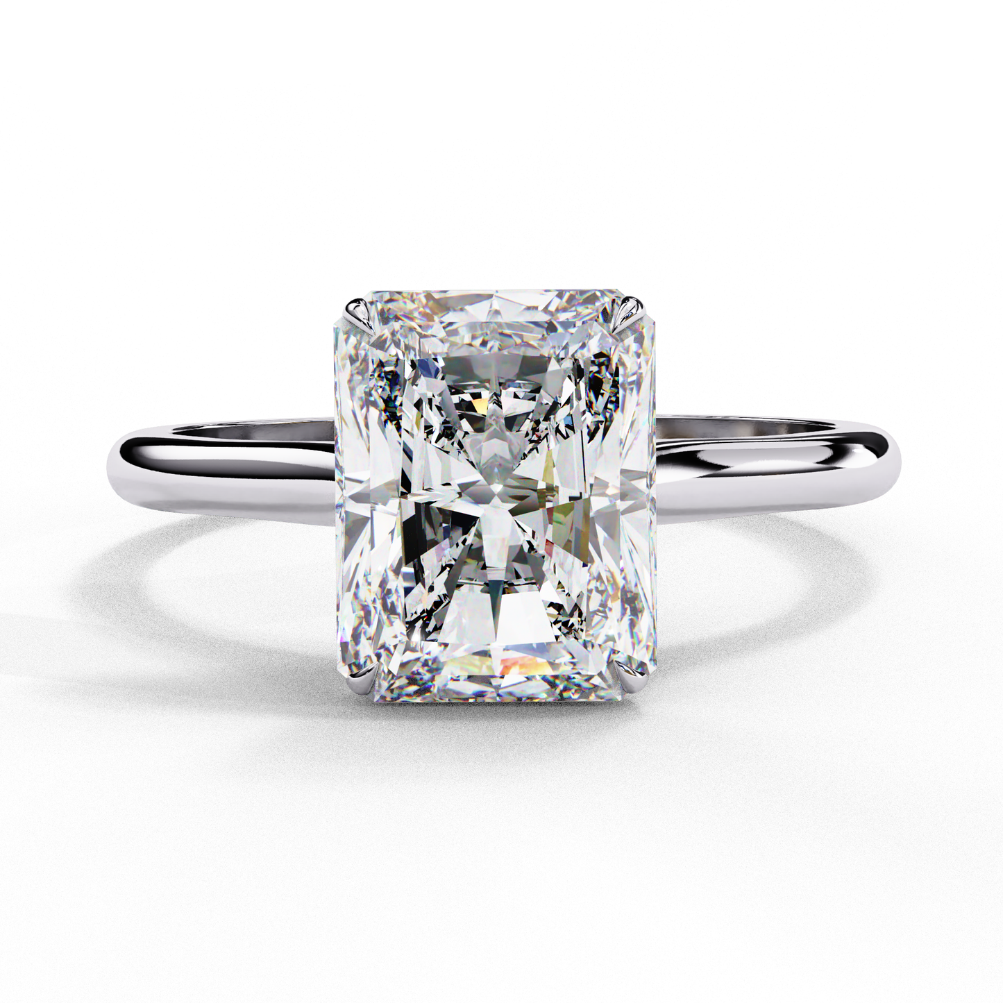radiant shape lab grown diamond solitaire ring
