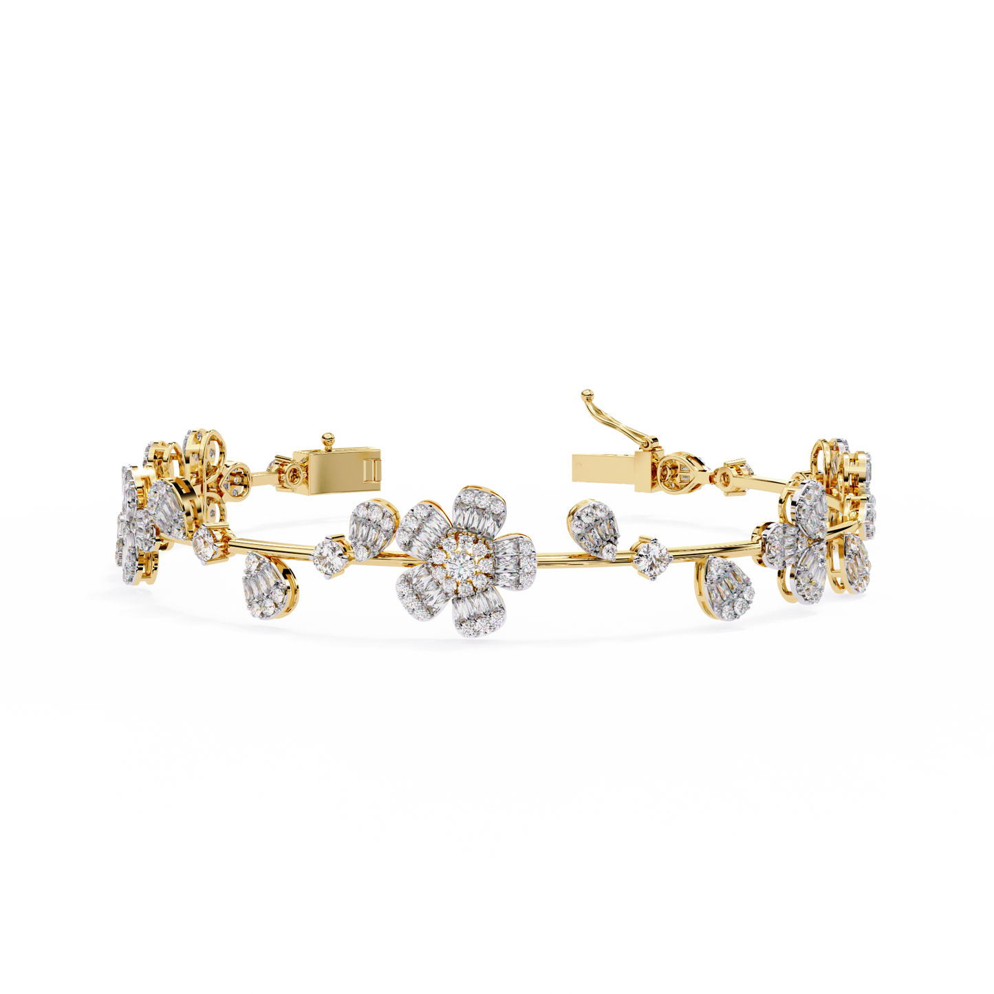 spring gala lab grown diamond flower bracelet