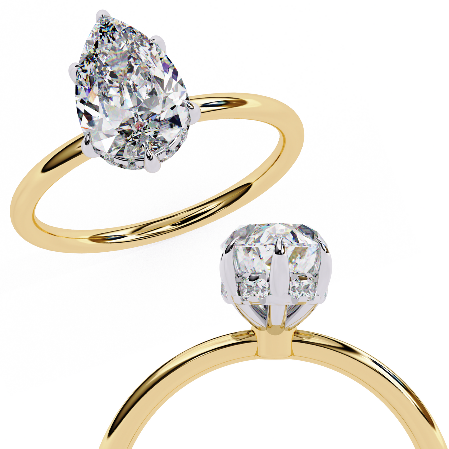 aurora lab grown diamond pear classic ring