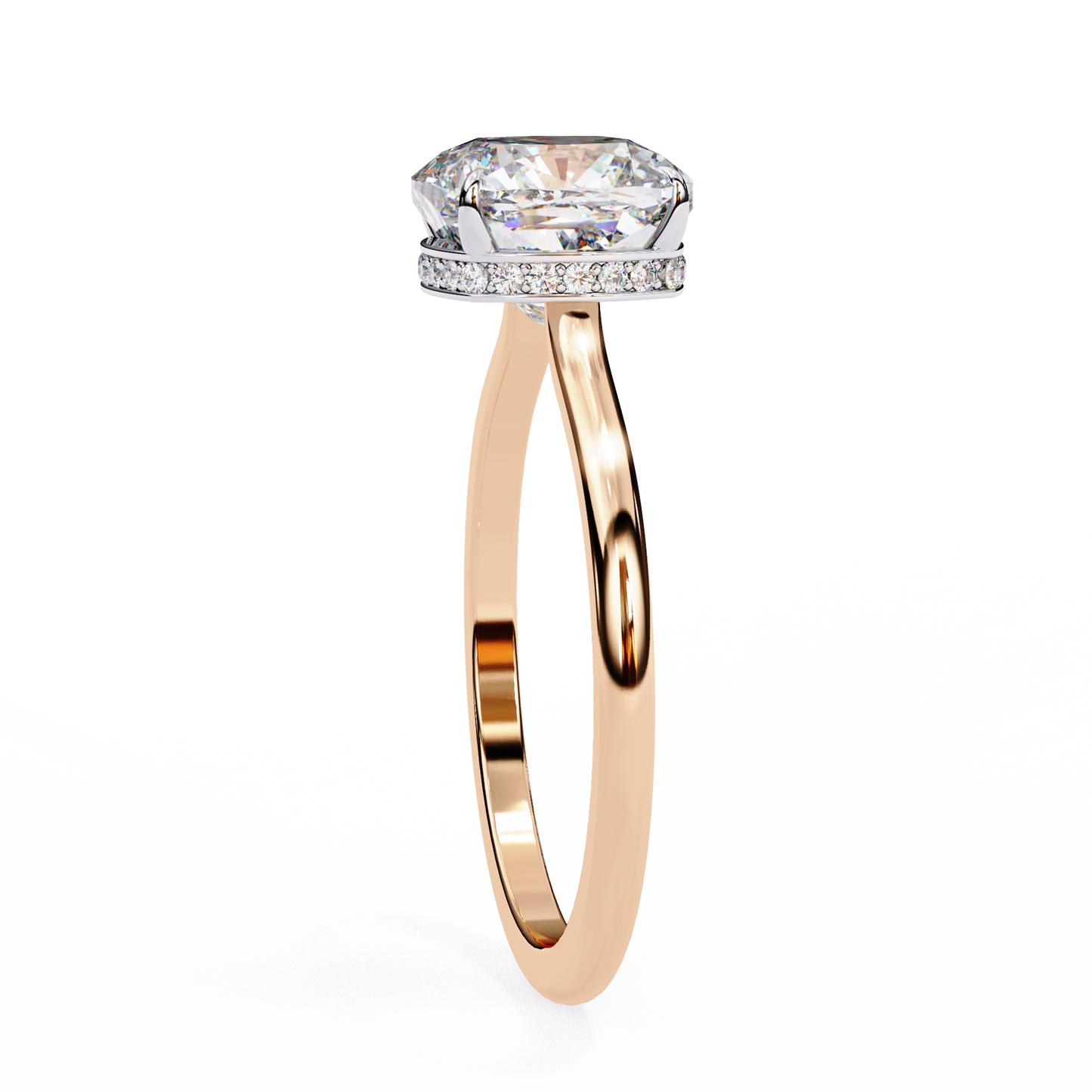 elise lab grown diamond cushion secret halo ring
