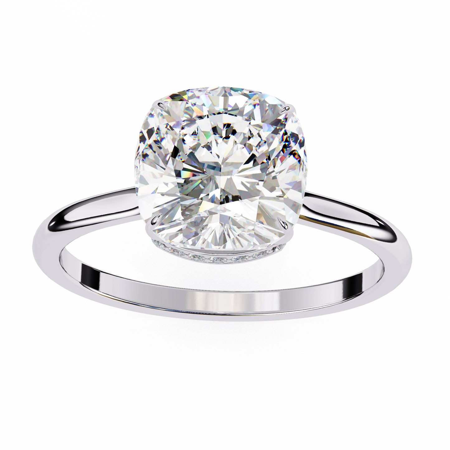 elise lab grown diamond cushion secret halo ring