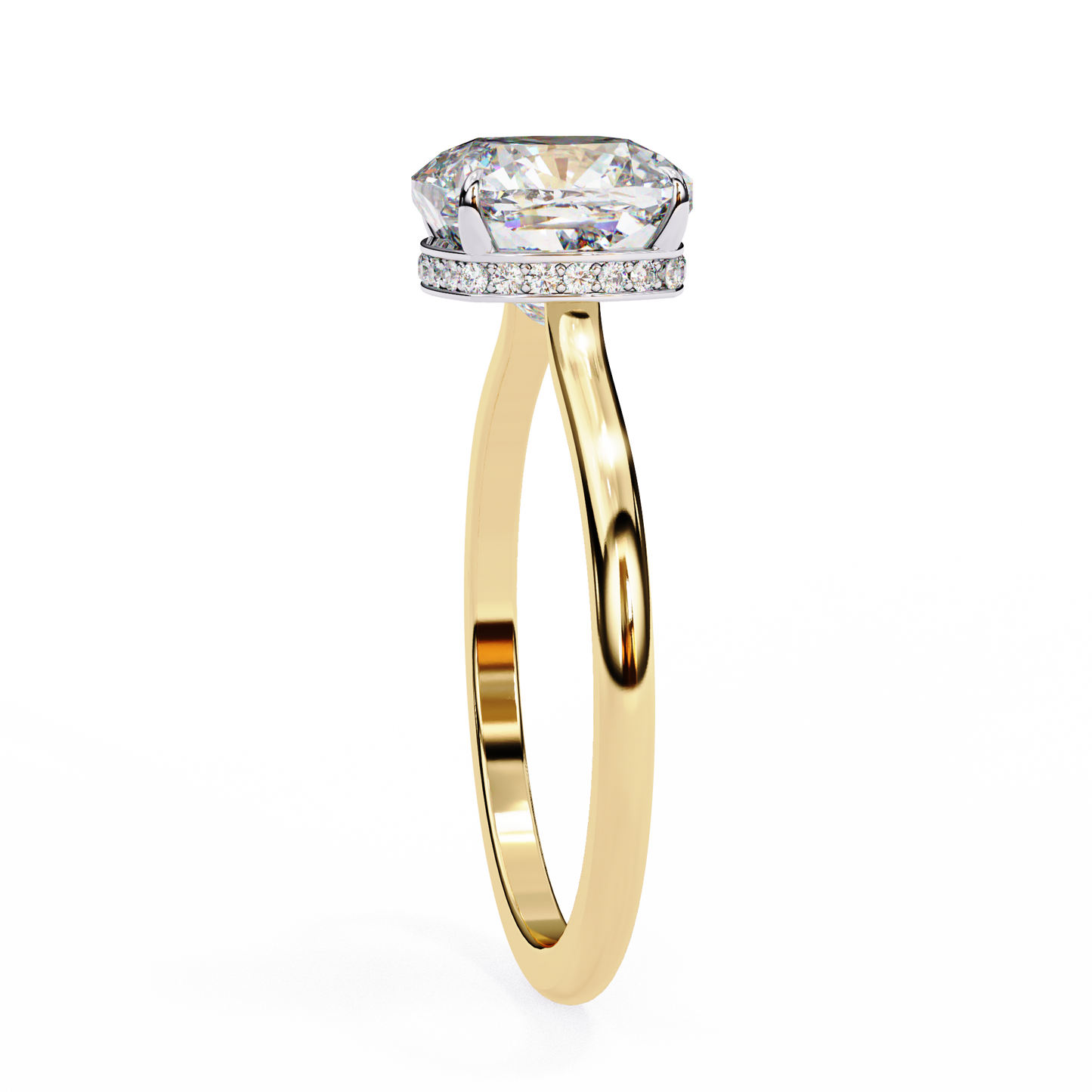elise lab grown diamond cushion secret halo ring