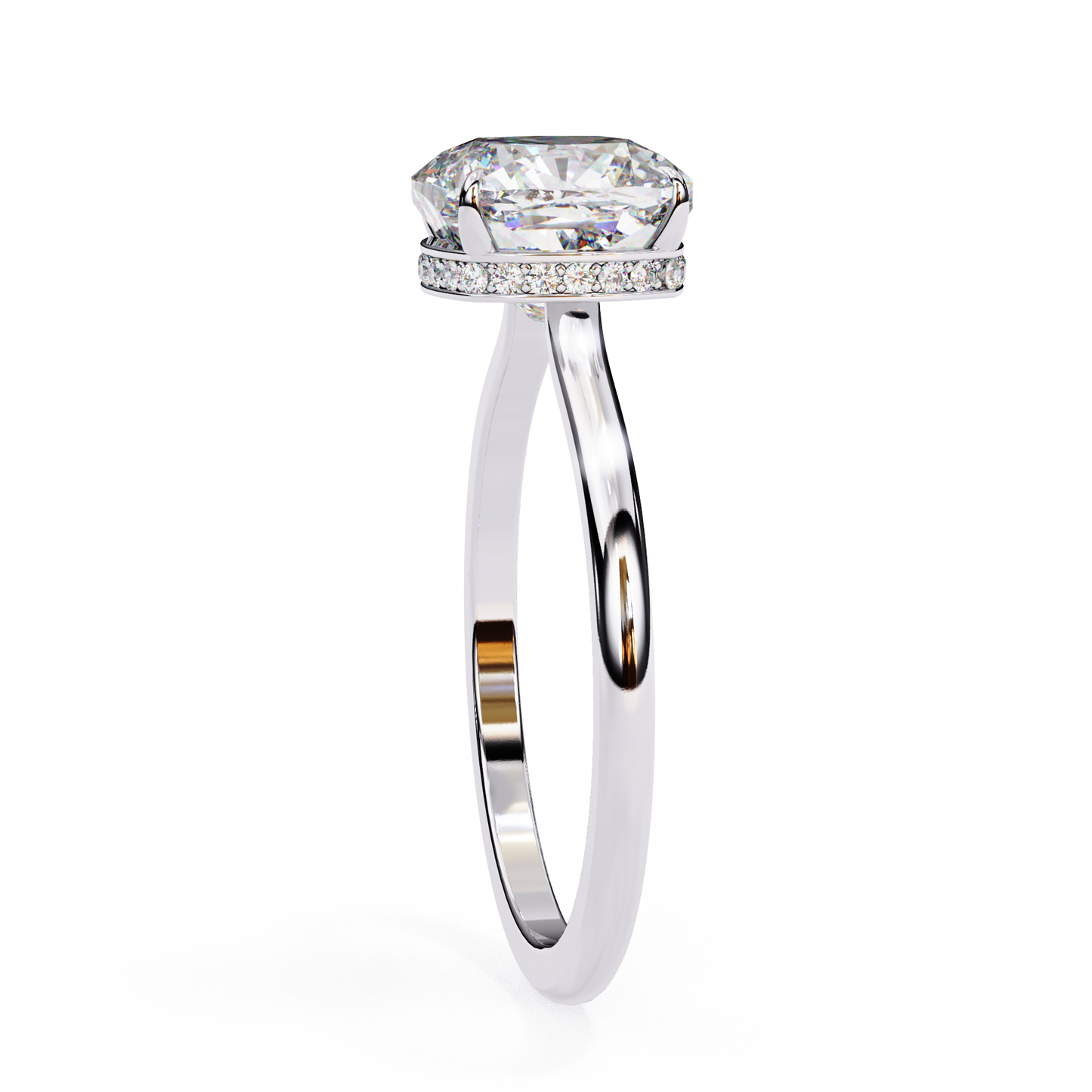 elise lab grown diamond cushion secret halo ring