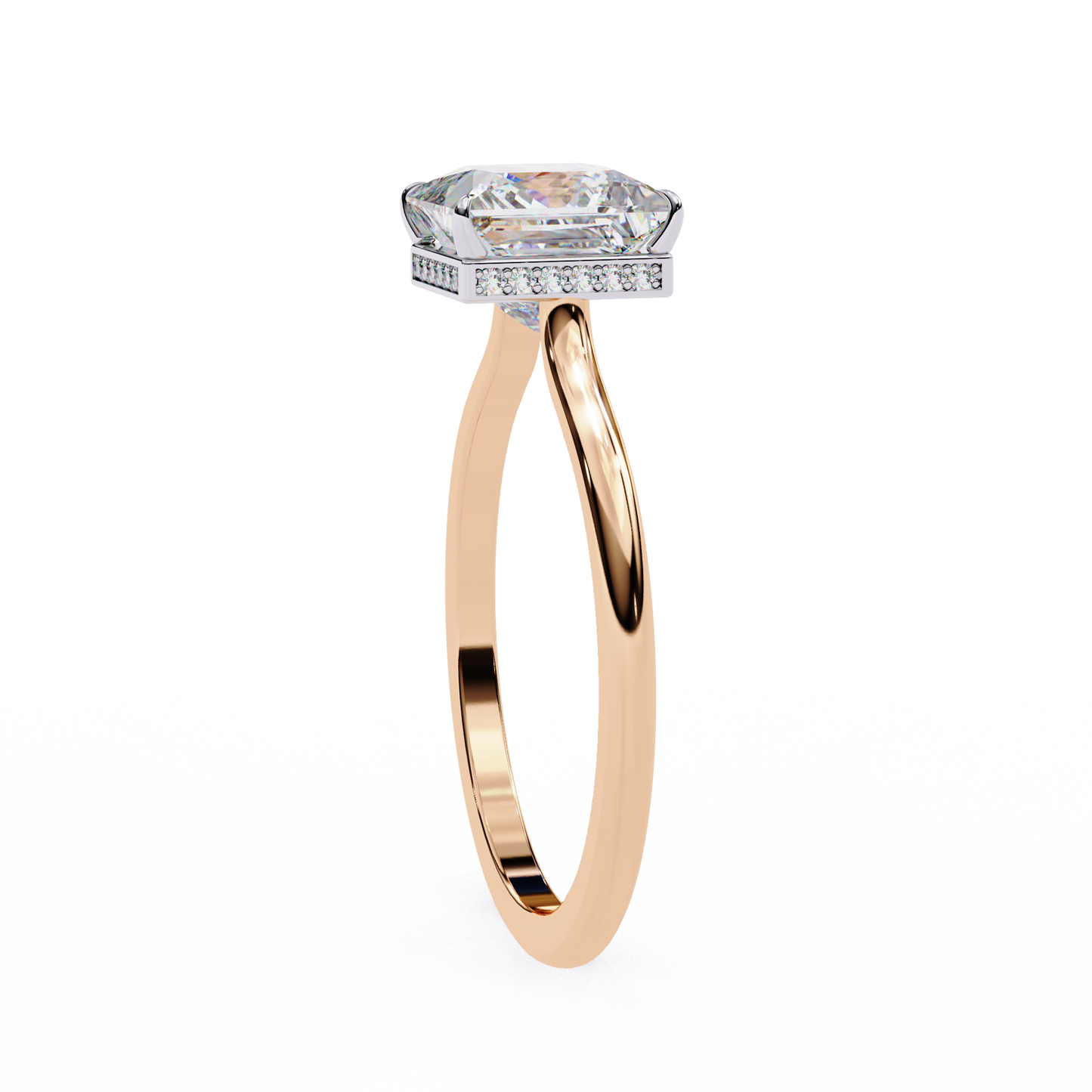 stella lab grown diamond princess solitaire halo ring