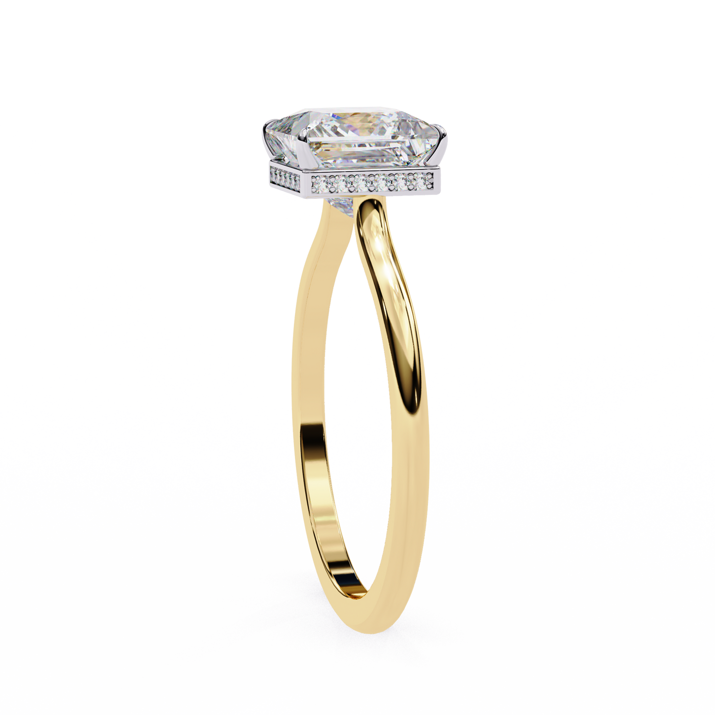 stella lab grown diamond princess solitaire halo ring