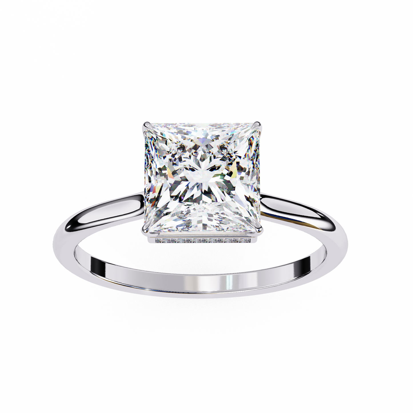 stella lab grown diamond princess solitaire halo ring