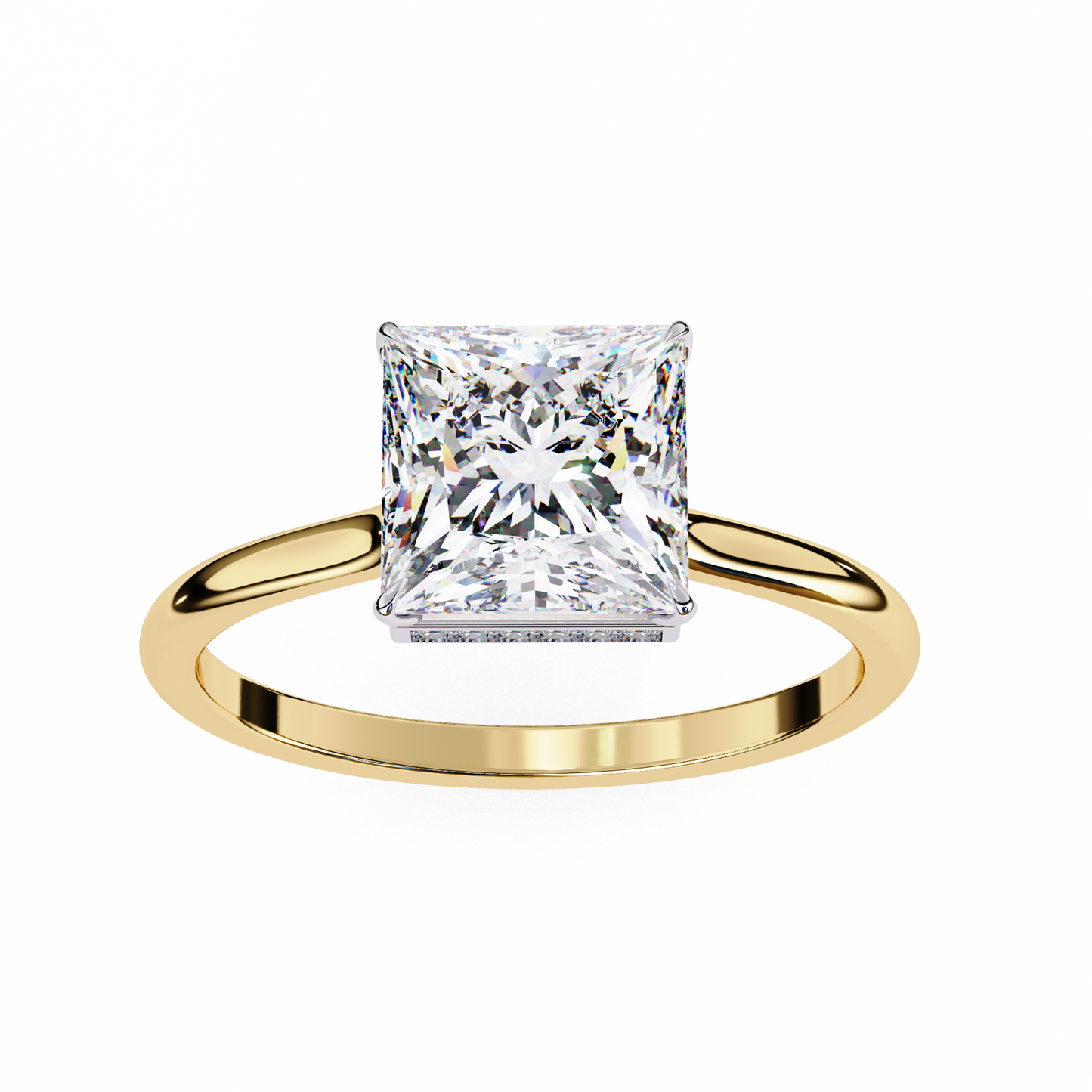 stella lab grown diamond princess solitaire halo ring