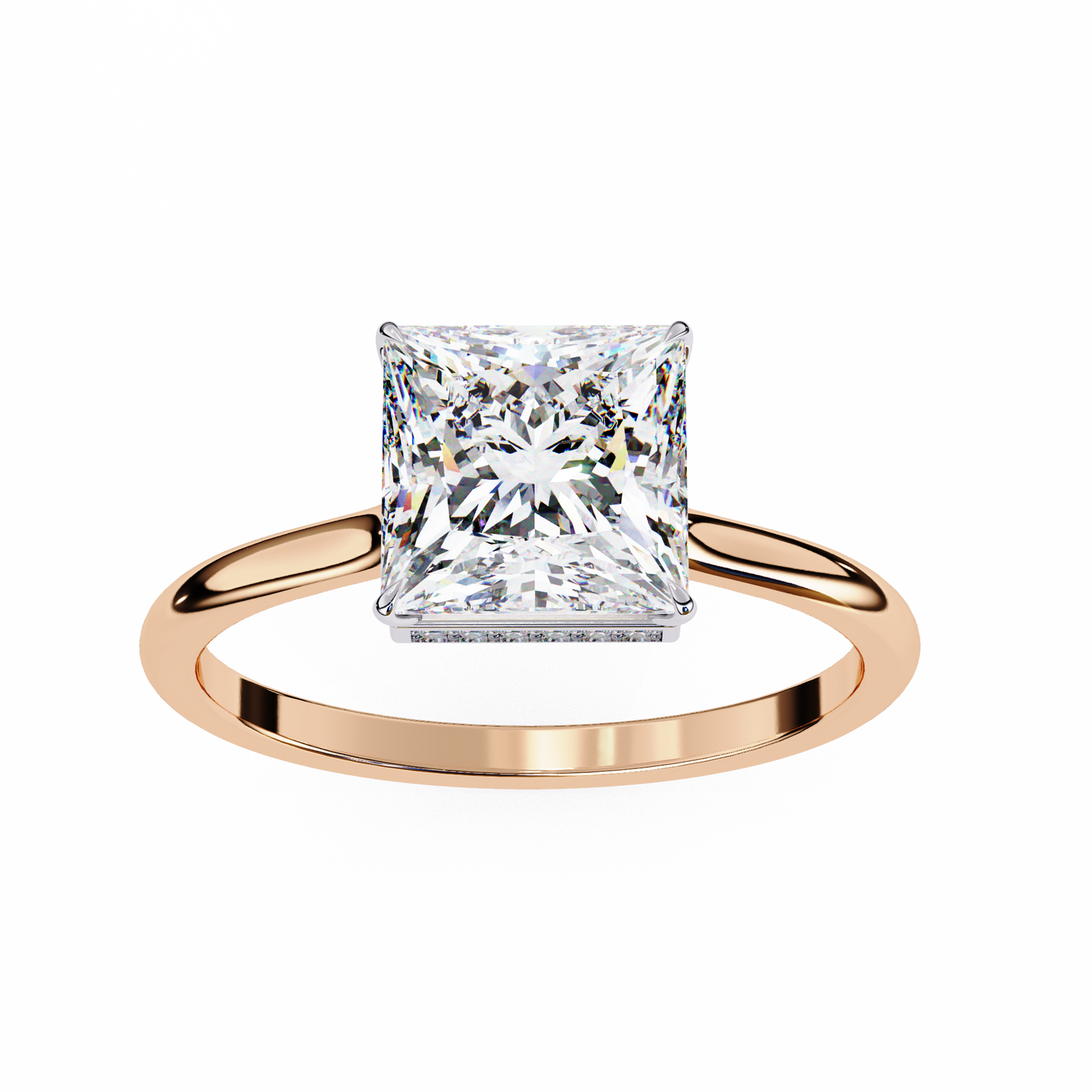 stella lab grown diamond princess solitaire halo ring