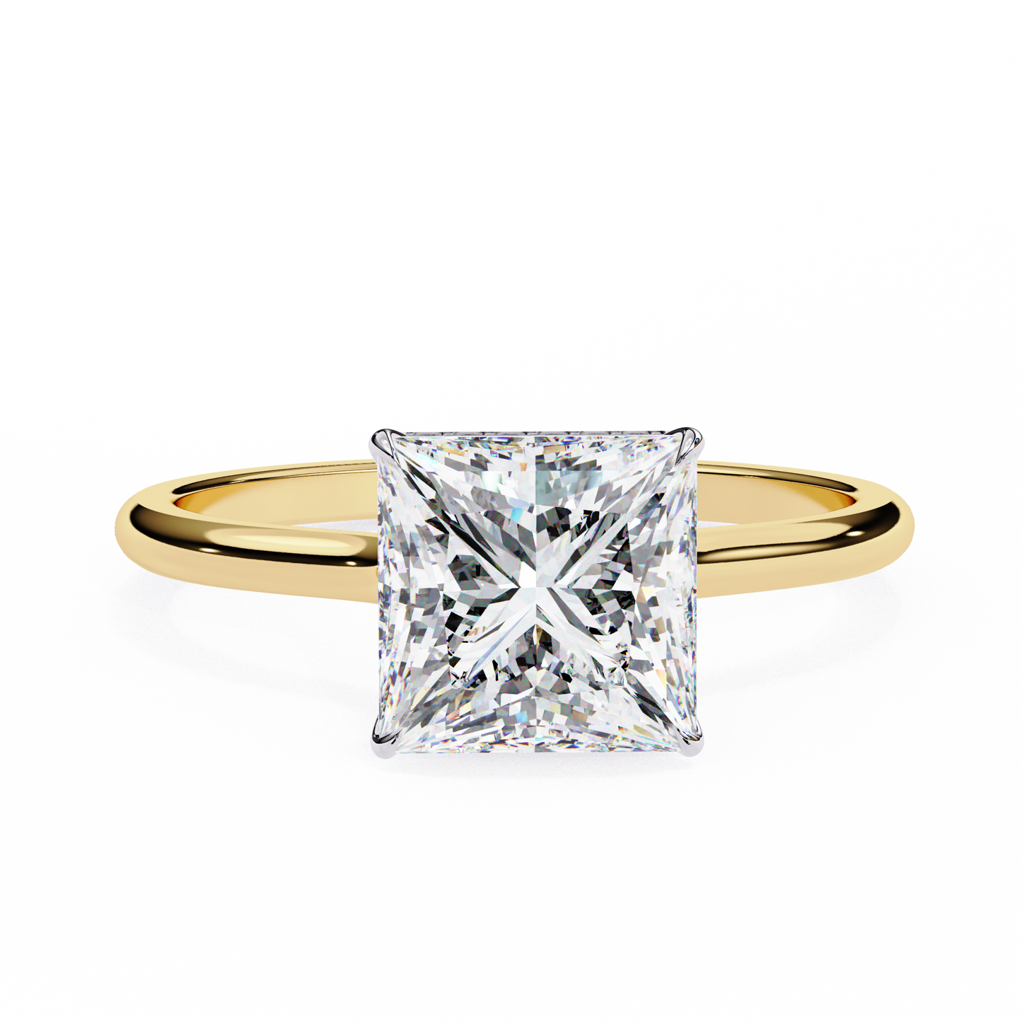 stella lab grown diamond princess solitaire halo ring