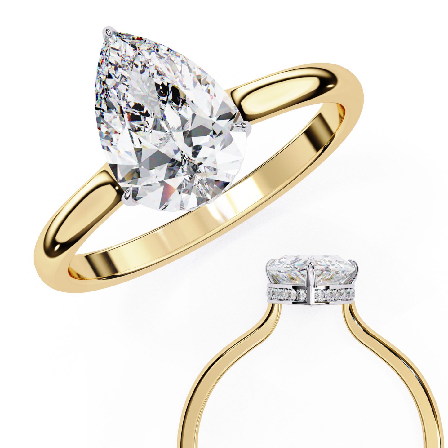 aurora lab grown diamond pear secret halo