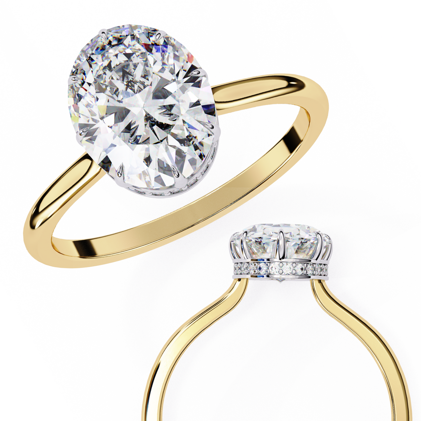 elara lab grown diamond oval solitaire halo