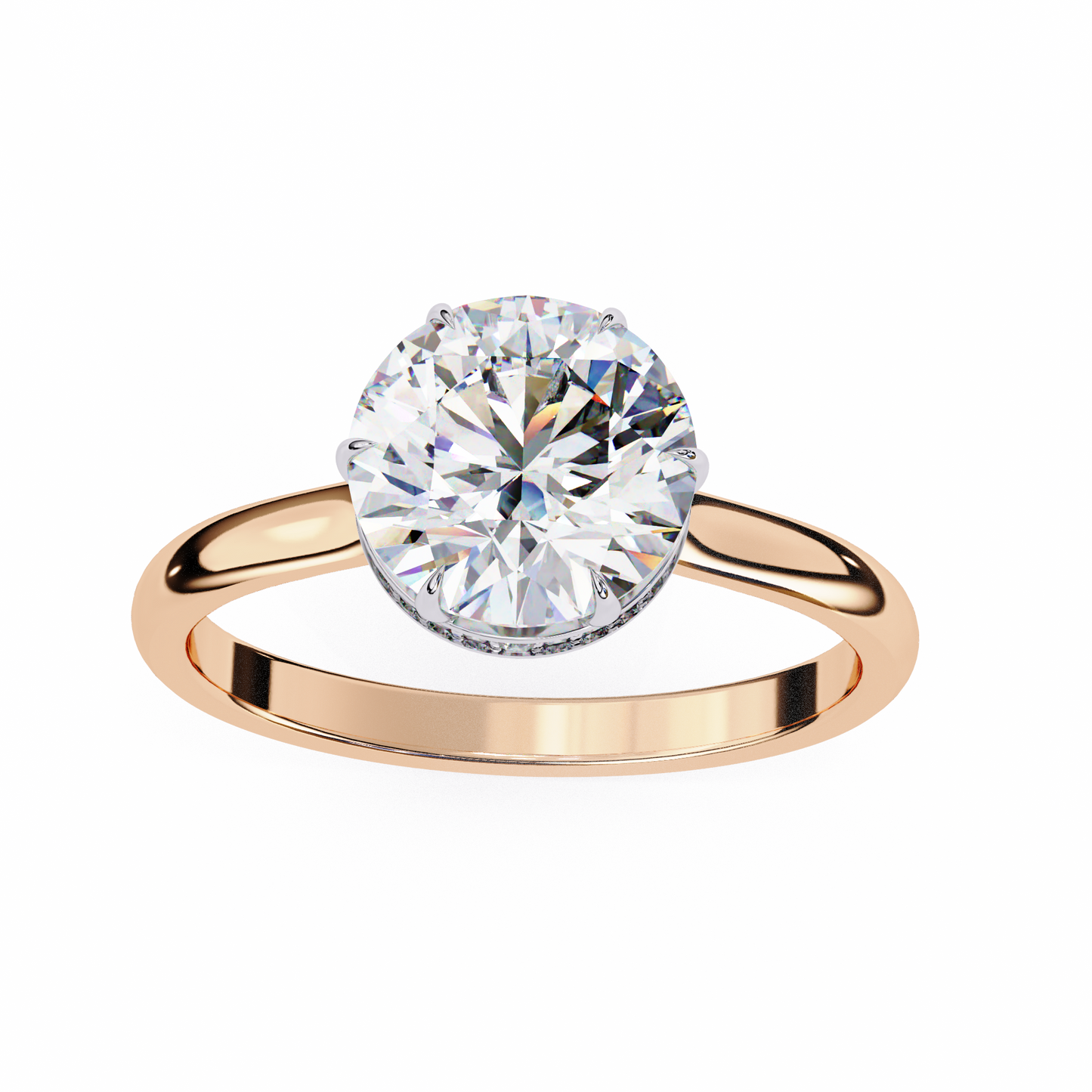 aurora lab grown diamond round hidden halo