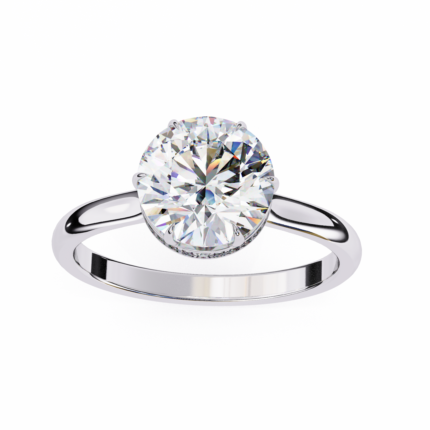 aurora lab grown diamond round hidden halo