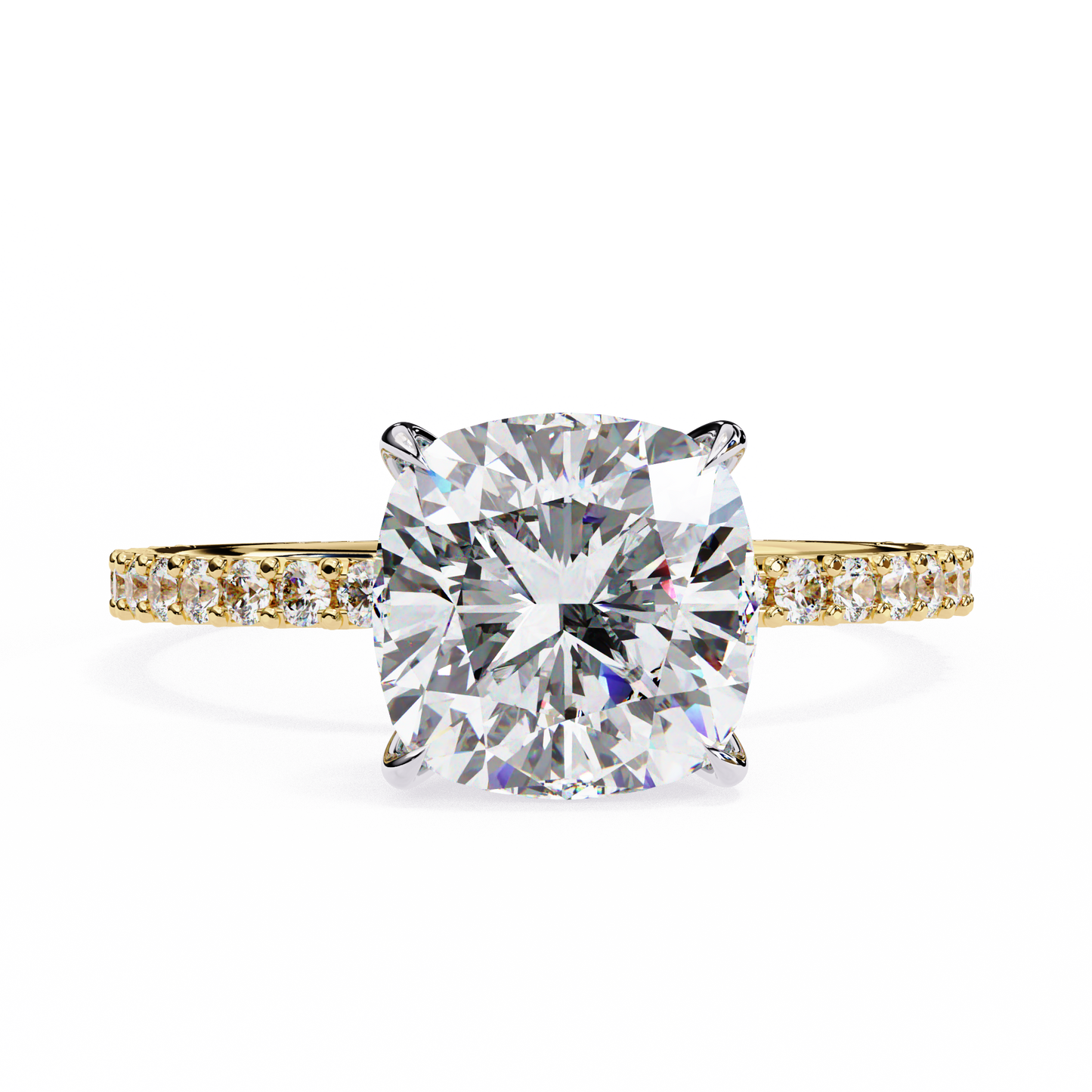 vivienne lab grown diamond cushion hidden halo pavé ring