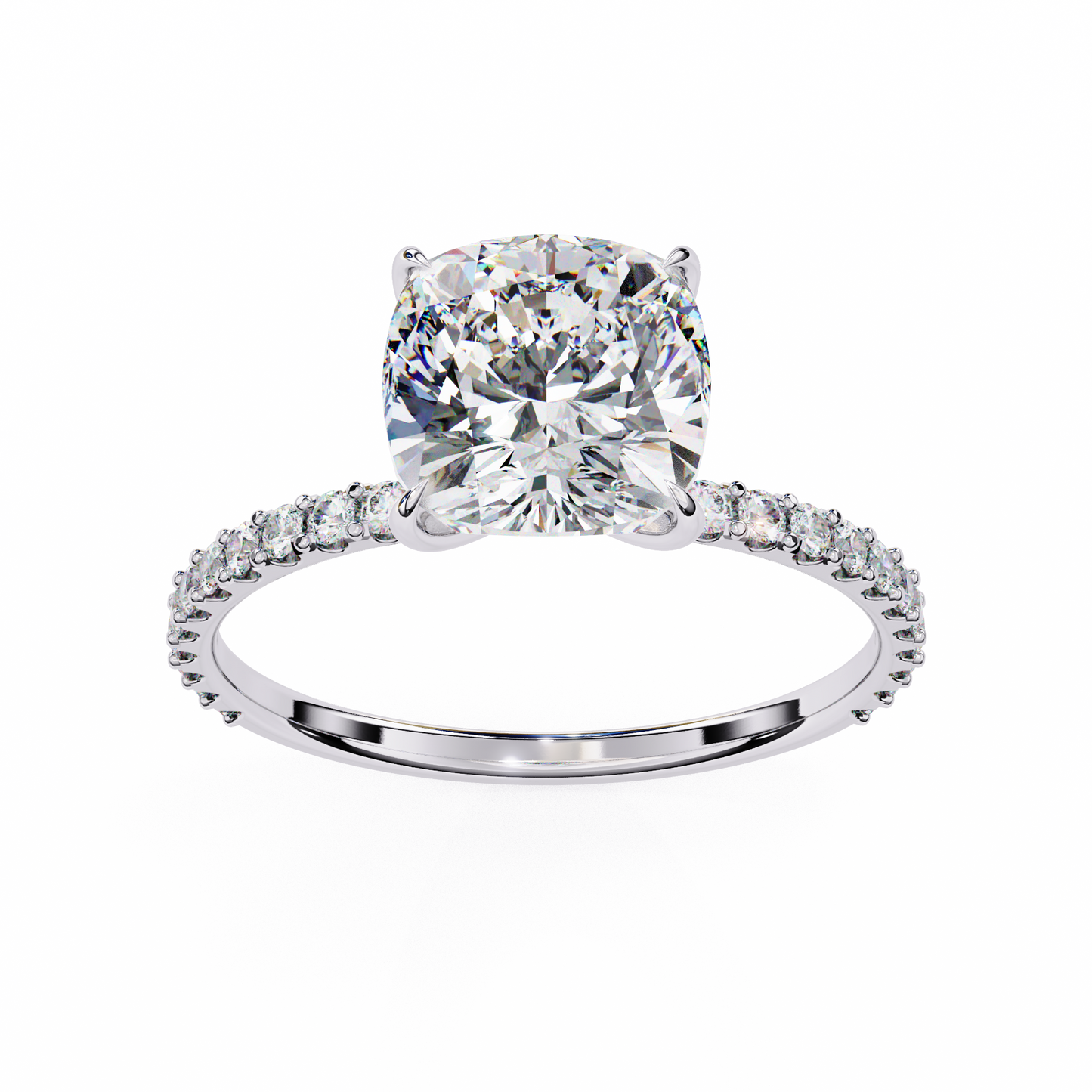 vivienne lab grown diamond cushion hidden halo pavé ring