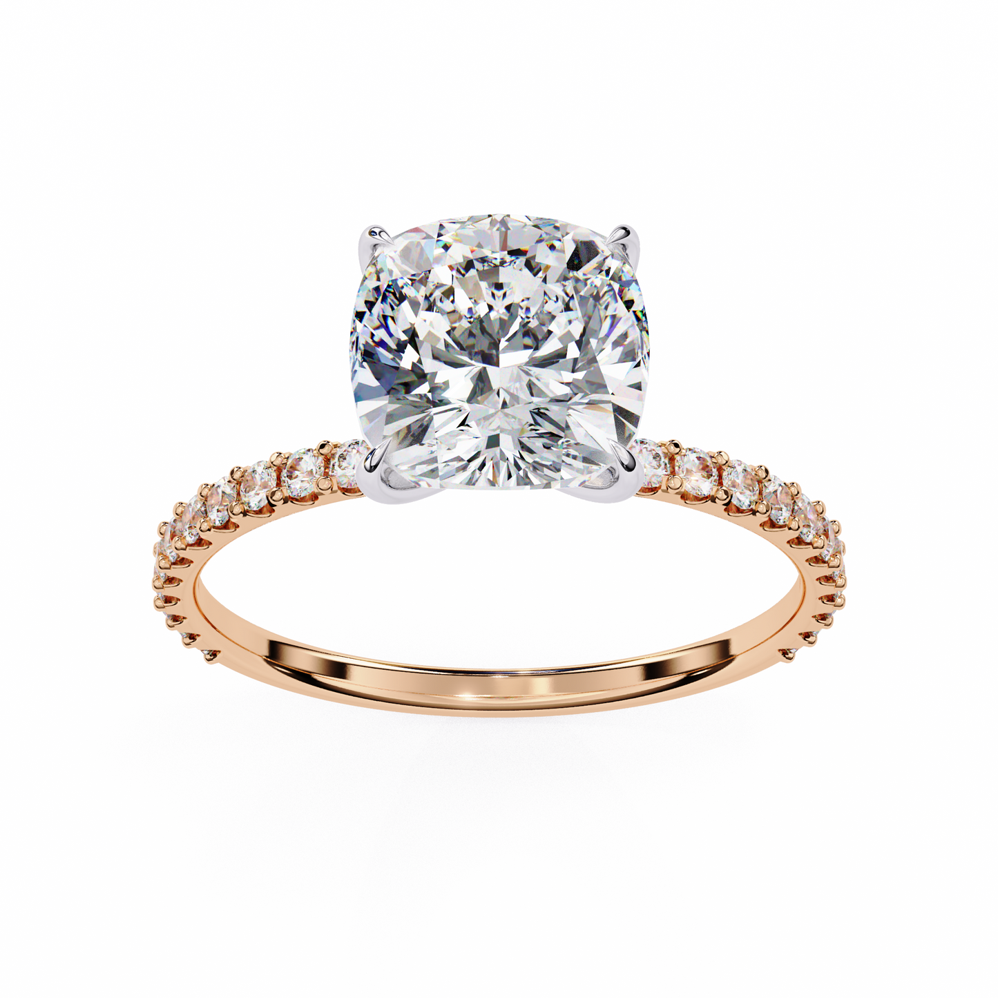 vivienne lab grown diamond cushion hidden halo pavé ring