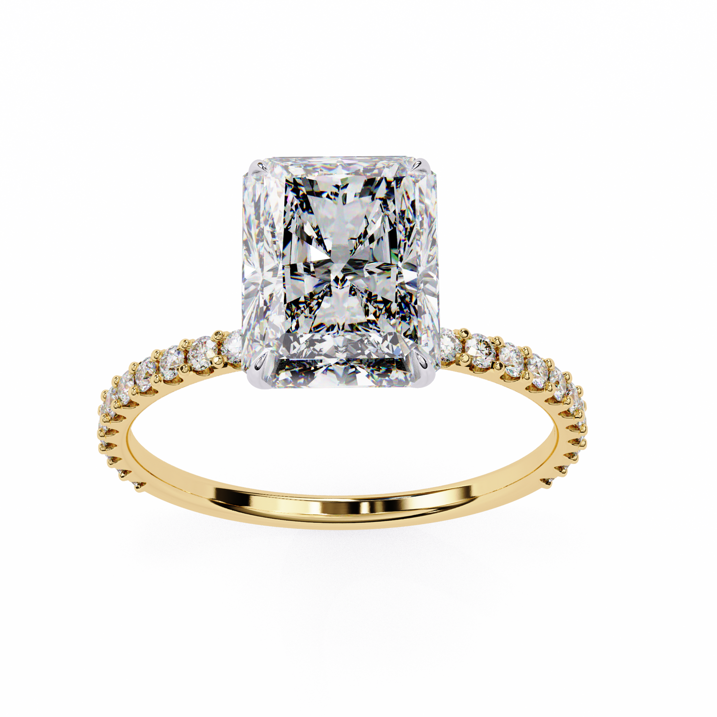 solene lab grown diamond radiant pavé solitaire halo ring