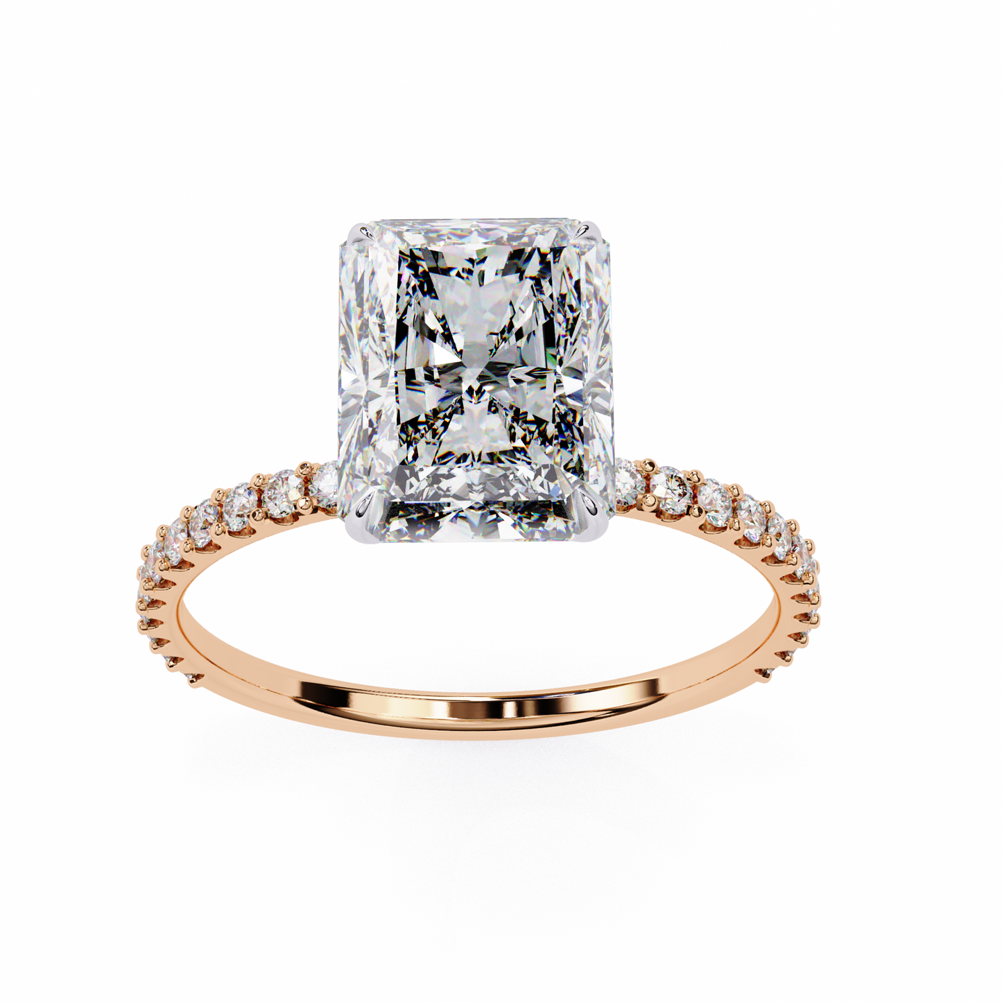 solene lab grown diamond radiant pavé solitaire halo ring