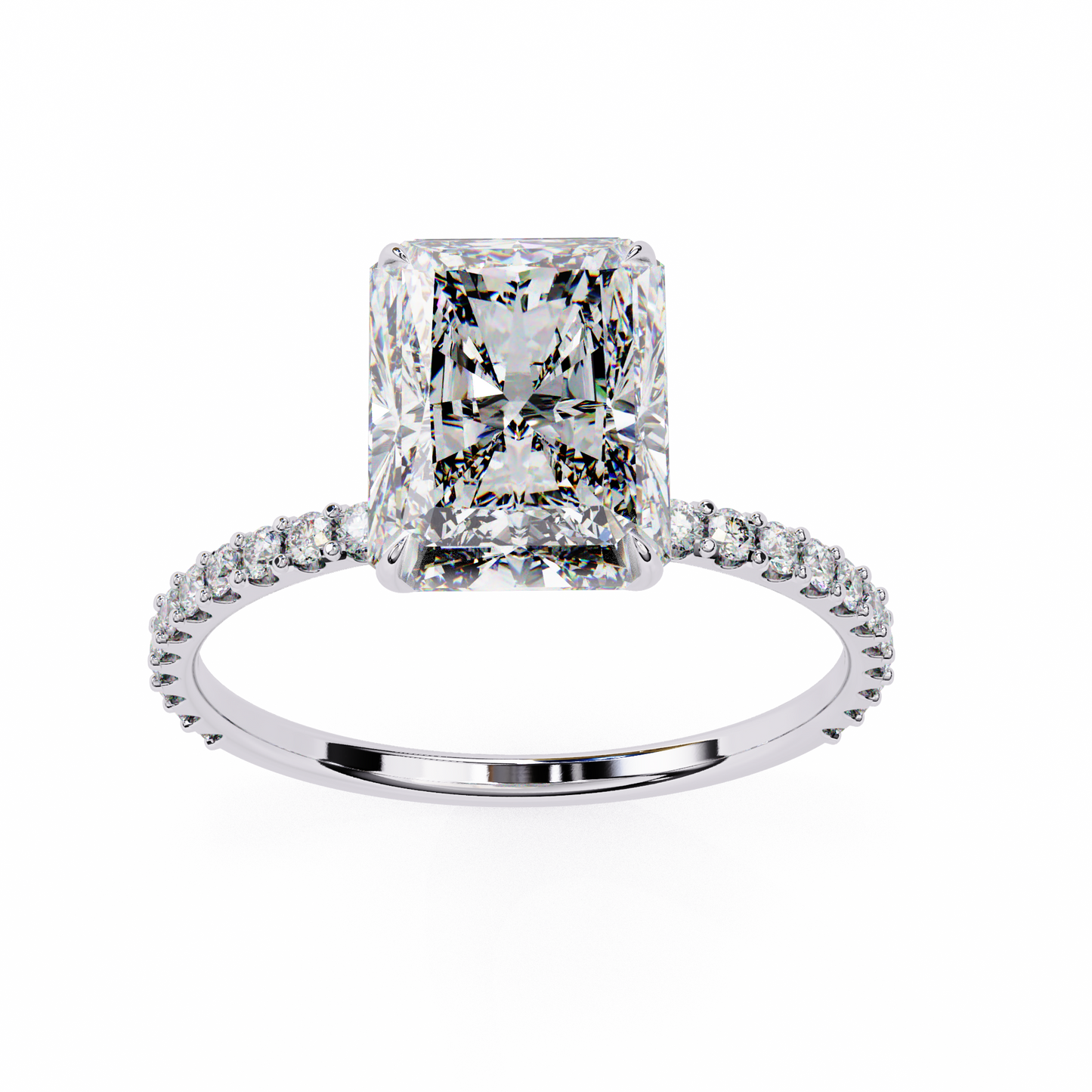 solene lab grown diamond radiant pavé solitaire halo ring