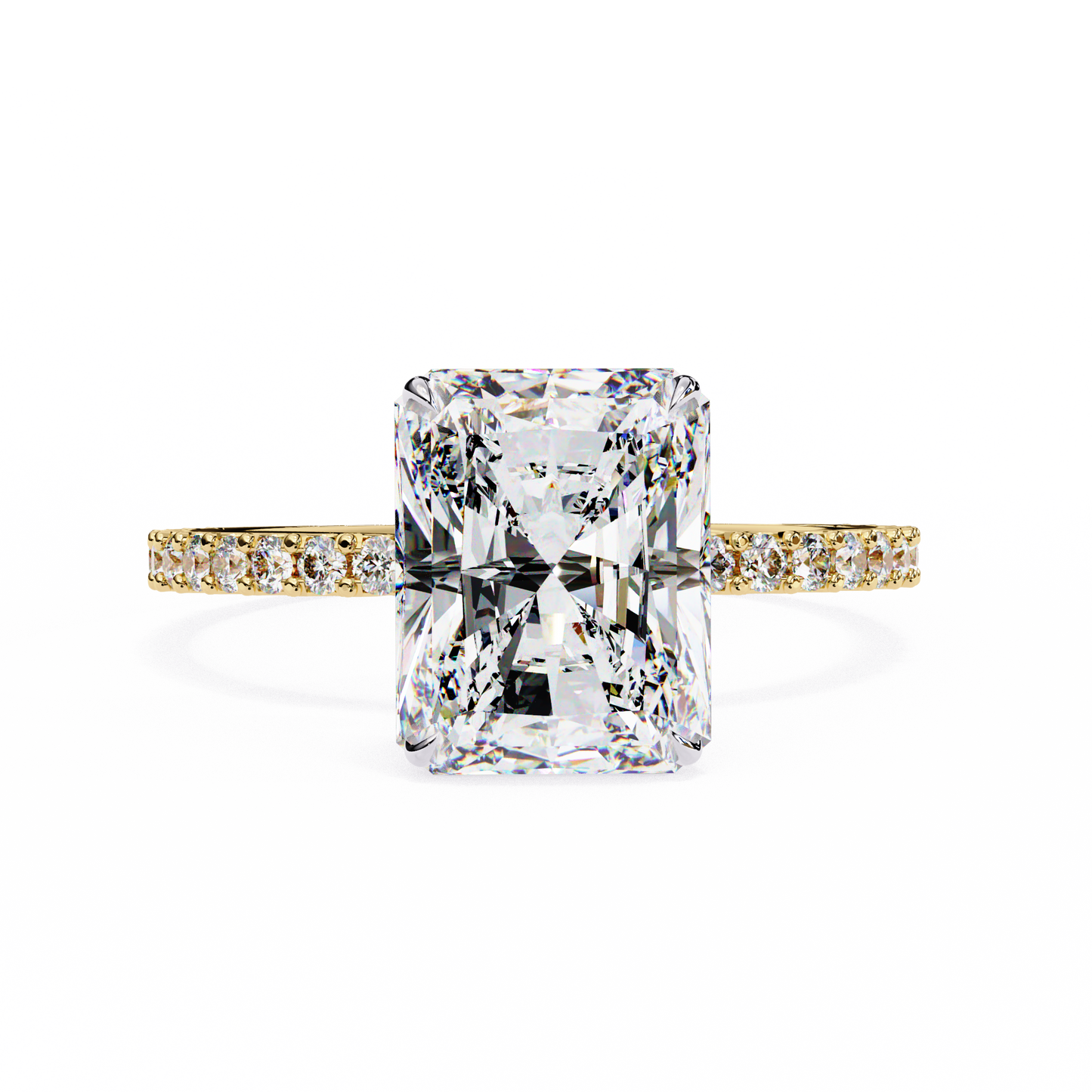 solene lab grown diamond radiant pavé solitaire halo ring